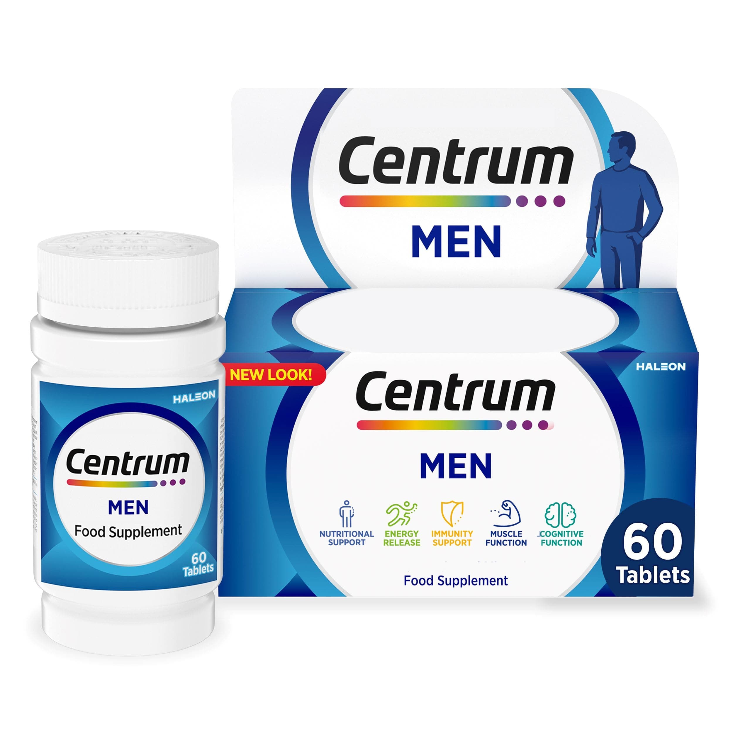 Centrum Men Tablets Multivitamin & Mineral Supplements, with 23 essential nutrients, including vitamin D, C, and Magnesium, 60 ct