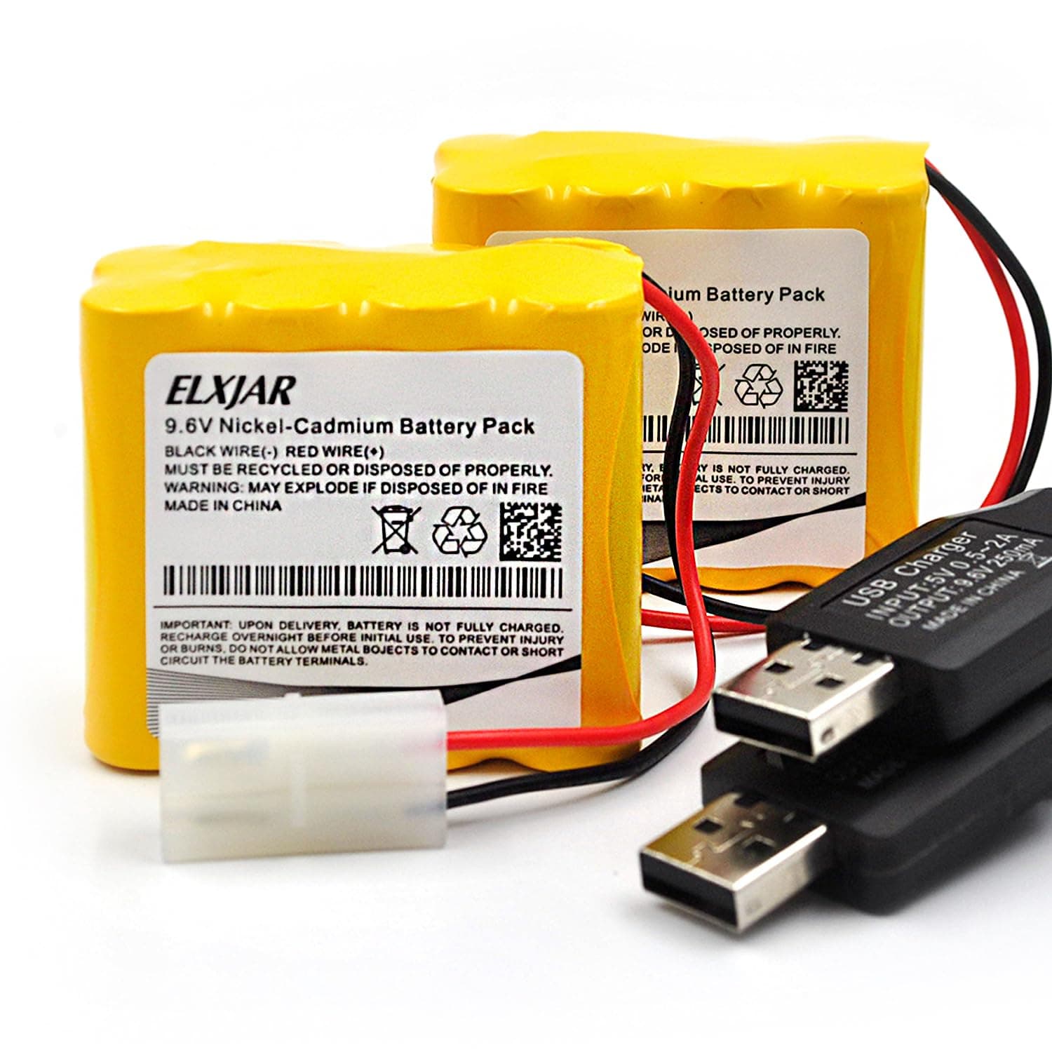 (2-Pack) 9.6V 1000mAh NI-CD Rechargeable Battery Pack Replacement for HuanQi 781 728 RC 1:24 M1A2 Toy Tank, RC Car, RC Battle Tank, RC Boat Model Toys Household Appliances