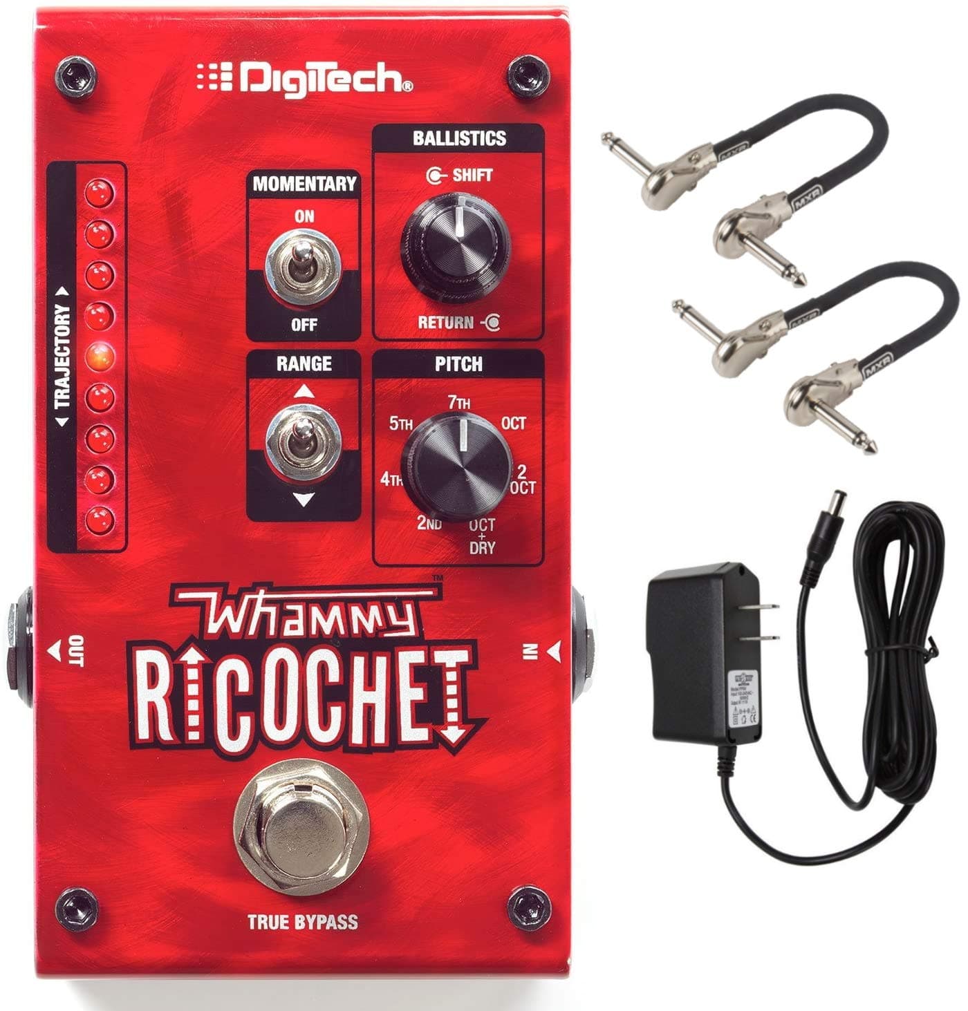 Briskdrop Digitech WHAMMY RICOCHET Guitar Pitch Effect Pedal Bundle with 2 MXR Patch Cables and Power Supply