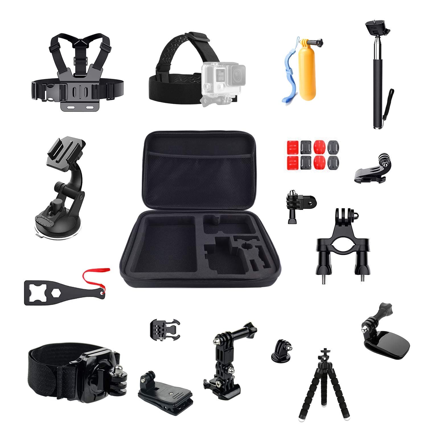 NEW 16 IN 1 Action Camera Accessories Pack Compatible with GoPro Hero 9 8 Max 7 6 5 4 Black GoPro 2018 Session Fusion Insta360 DJI AKASO Campark SJCAM etc. Sport Camera Mount Kit