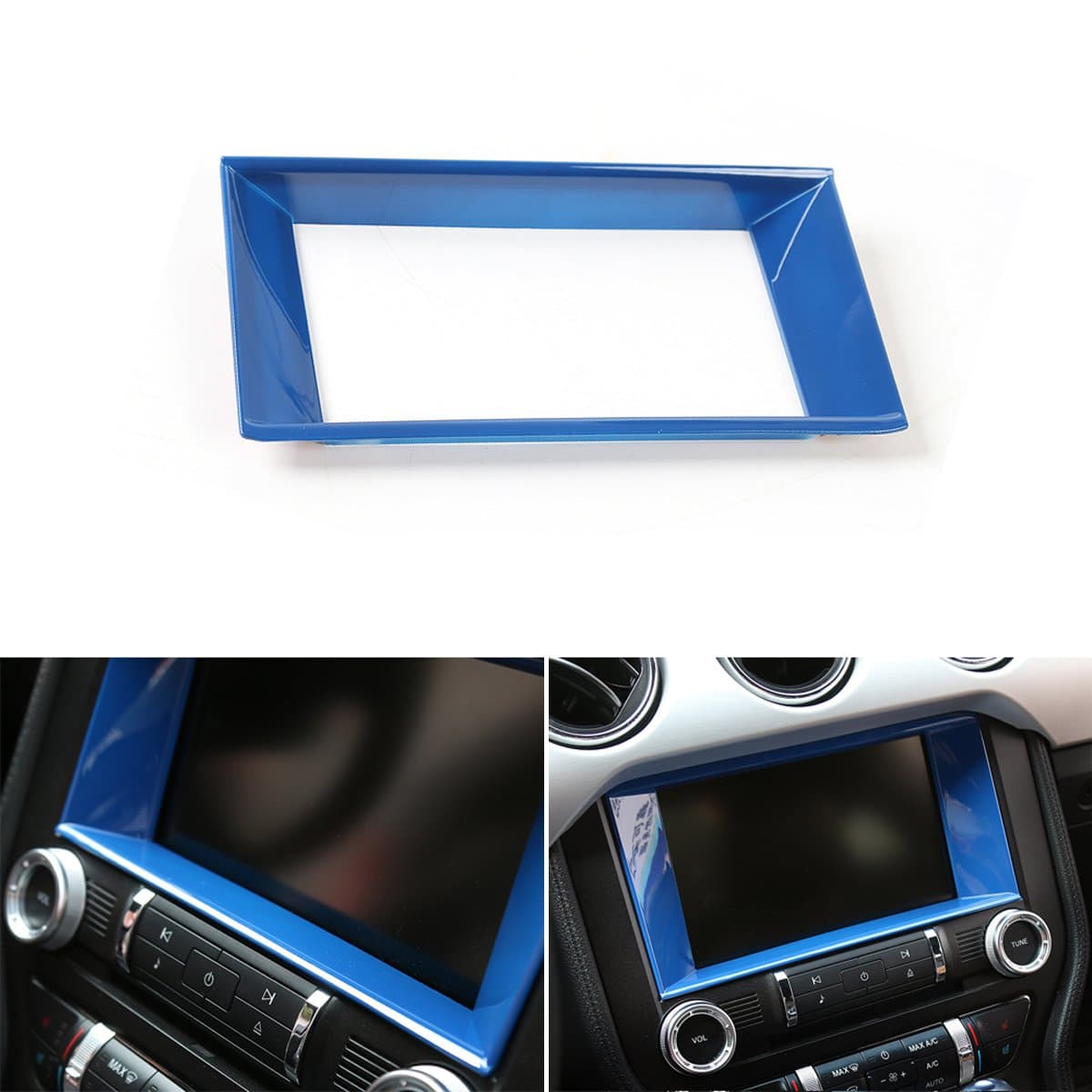 Car Center Console Multimedia Control Panel 8-inch Screen Frame Cover Decoration Ring Trim for Ford Mustang 2015 2016 2017