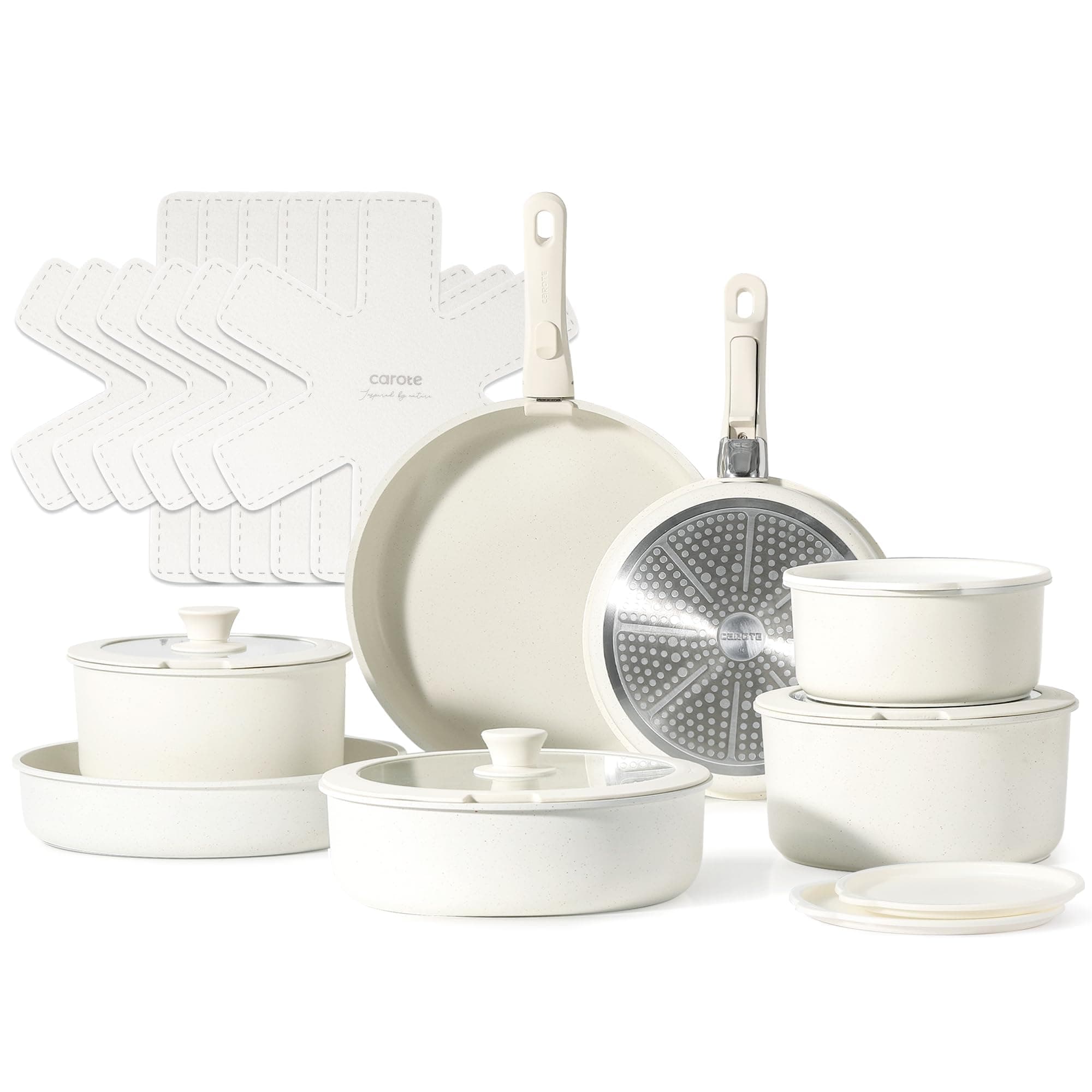 21pcs Pots and Pan Set, Nonstick Induction Cookware Detachable Handle,Cookware Set with Removable Handle