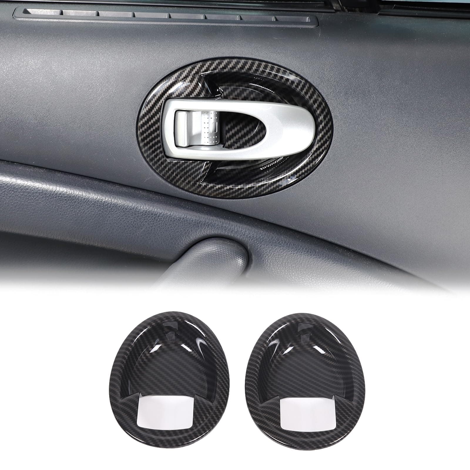 Inner Door Bowl Panel Cover Trim for Mitsubishi Eclipse 2006-2011, 2PCS ABS Material Car Inner Door Handle Bowl Panel Frame Protector Accessories (Carbon Fiber Pattern)