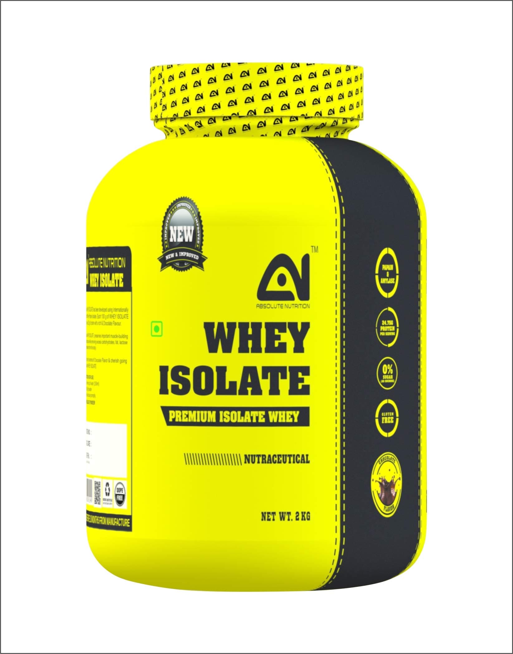 Absolute Nutrition 100% Whey Isolate Protein Powder with Digestive Enzymes (Chocolate, 2 Kg)
