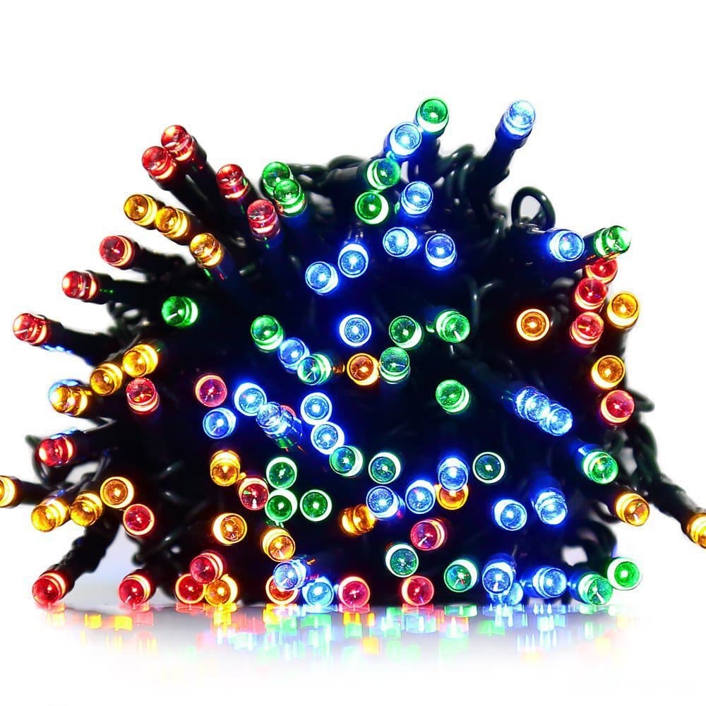 LED String Lights UL Plug-in 33 feet 100 LED Fairy Twinkle Light, 8 Flash Modes with Memory Function, Tail Plug for Connection, Waterproof Decorative Lights for Bedroom, Patio, Parties (Multi-colored)