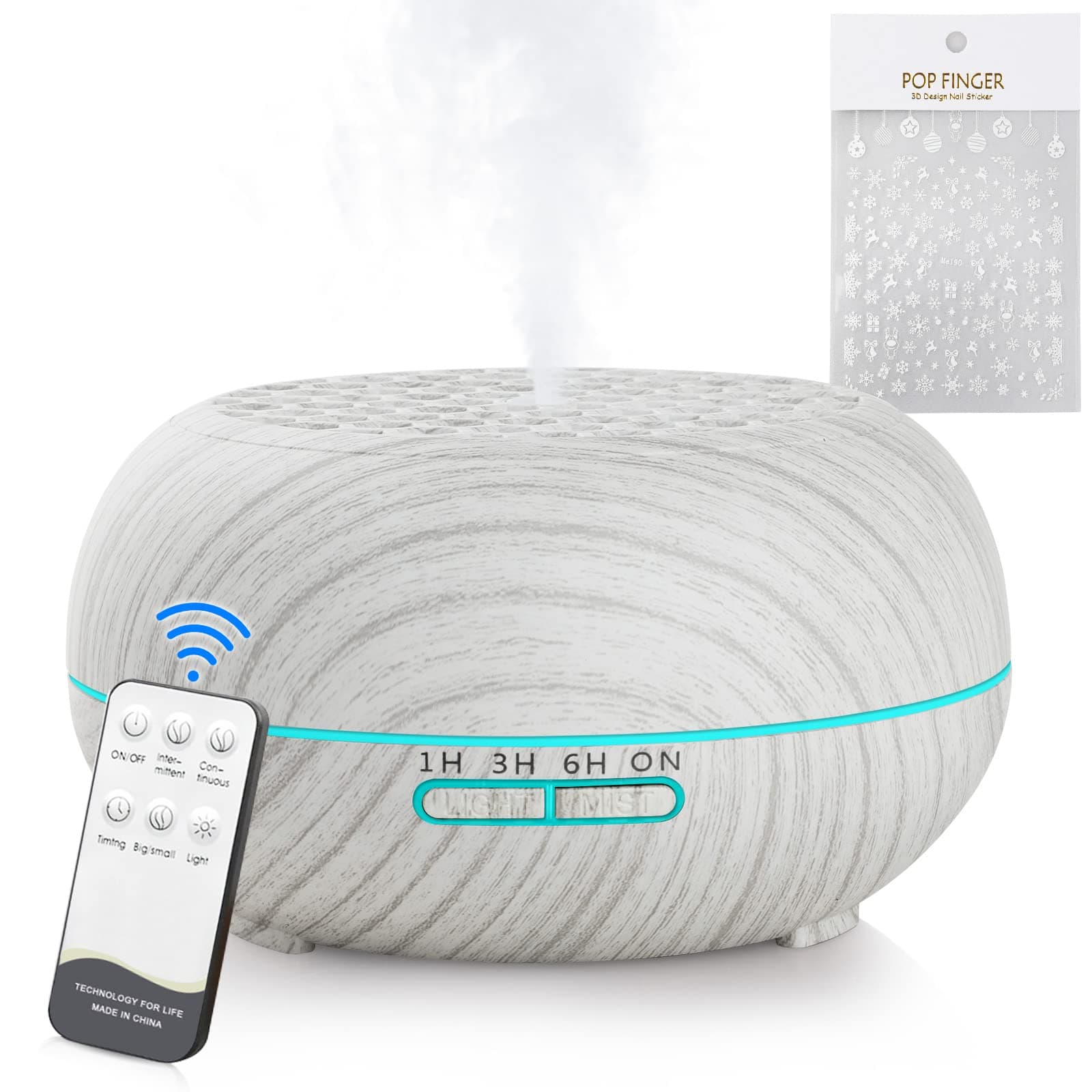 Simpeak 550ml Essential Oil Diffuser, Aroma Diffuser with Remote Control Aromatherapy Diffuser with 3 Timer & 7 Color Light, Waterless Auto Shut-Off Diffusers for Home Yoga Office Spa - White