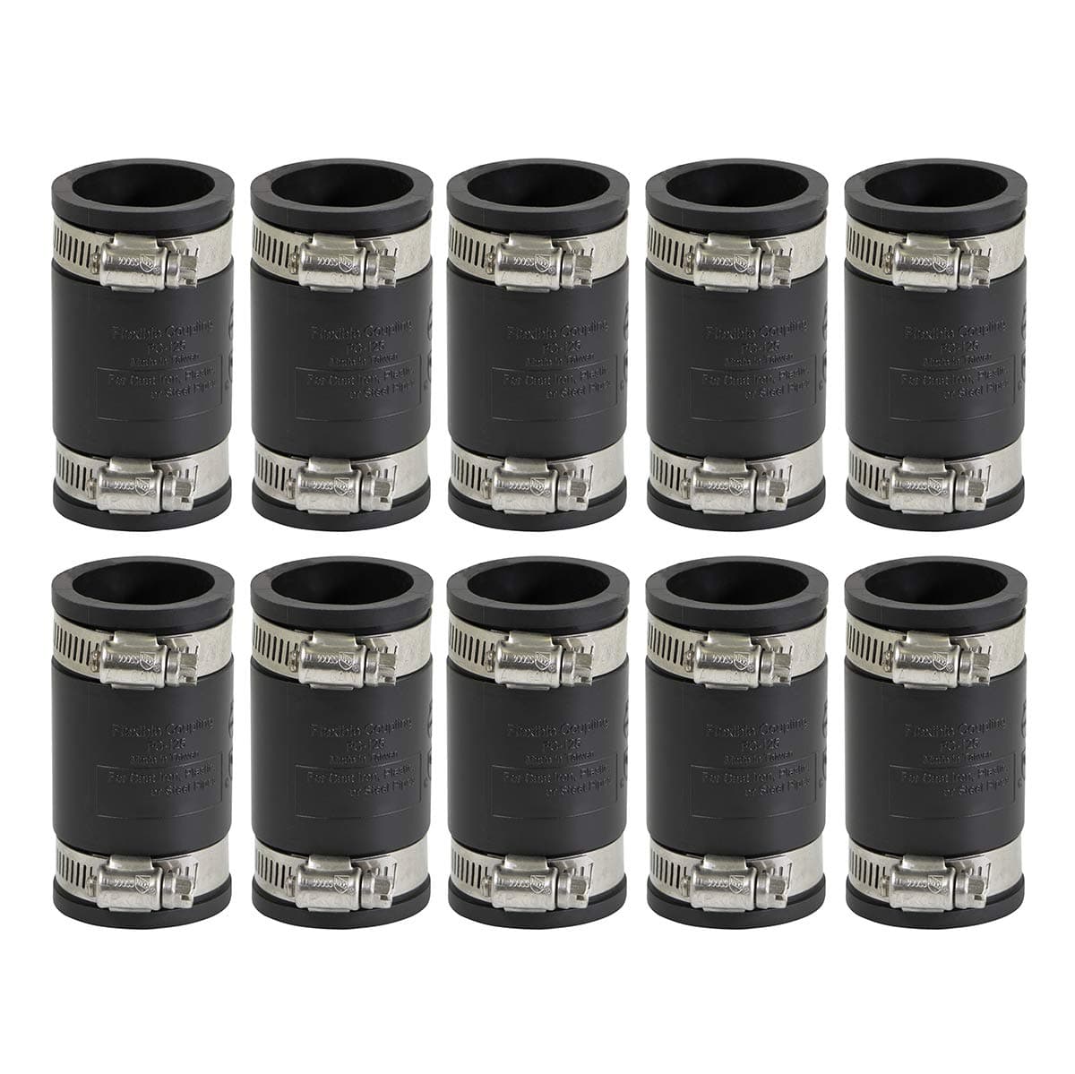 Supply Giant 1 inch Flexible coupling, Black, 10 Pack