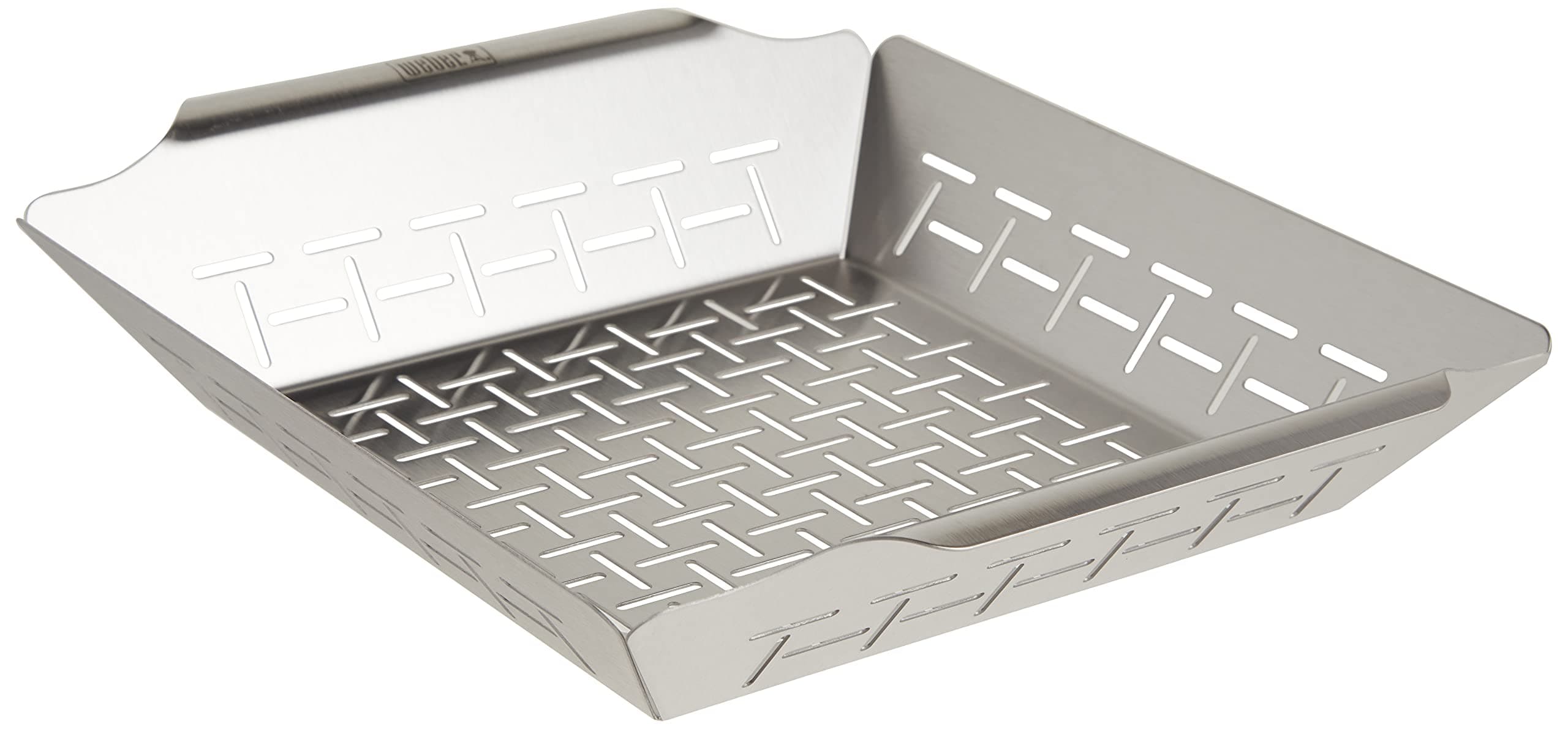 Weber Deluxe Grill Basket - Large (35 x 30cm), Heat Resistant & Dishwasher Safe BBQ Grill Pan Made of Stainless Steel, Suitable for All Types of Grills - Silver (6434)