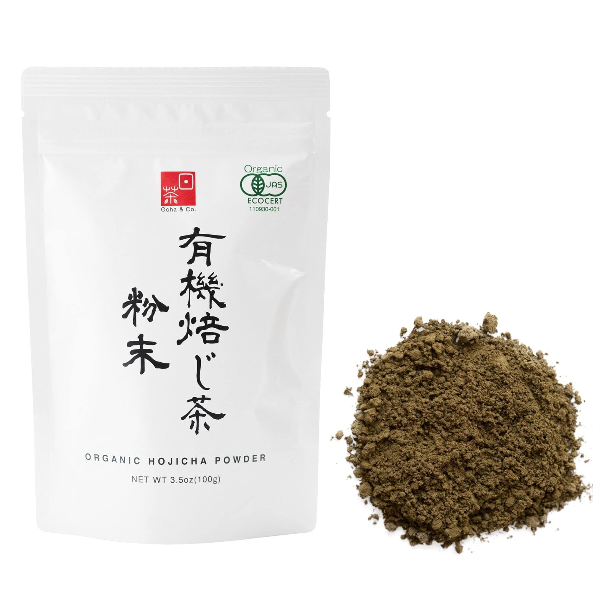 Hojicha Powder - Japanese Organic Roasted Green Tea Latte Powder - Houjicha Green Tea Blend Made From Powdered Kukicha and Sencha - Low Caffeine Tea with a Sweet, Smoky Taste, 100g/3.5oz.
