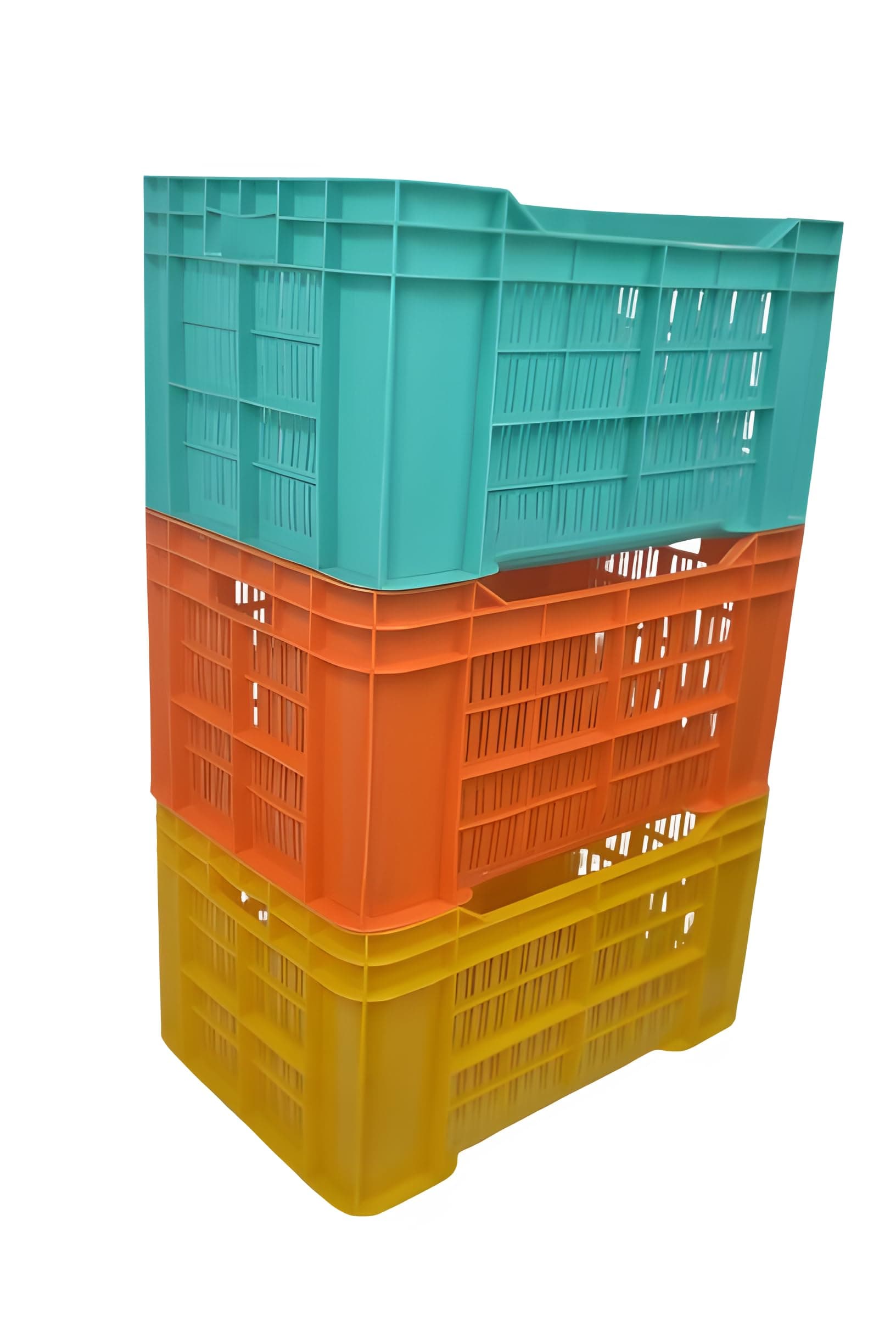 Plastic Rectangular Multipurpose/Vegetable/Fruit/Fish Crate (542 X 360 X 300 Mm) Pack Of 3 (Multicolour), 36 x 54.2 x 30 Centimeters