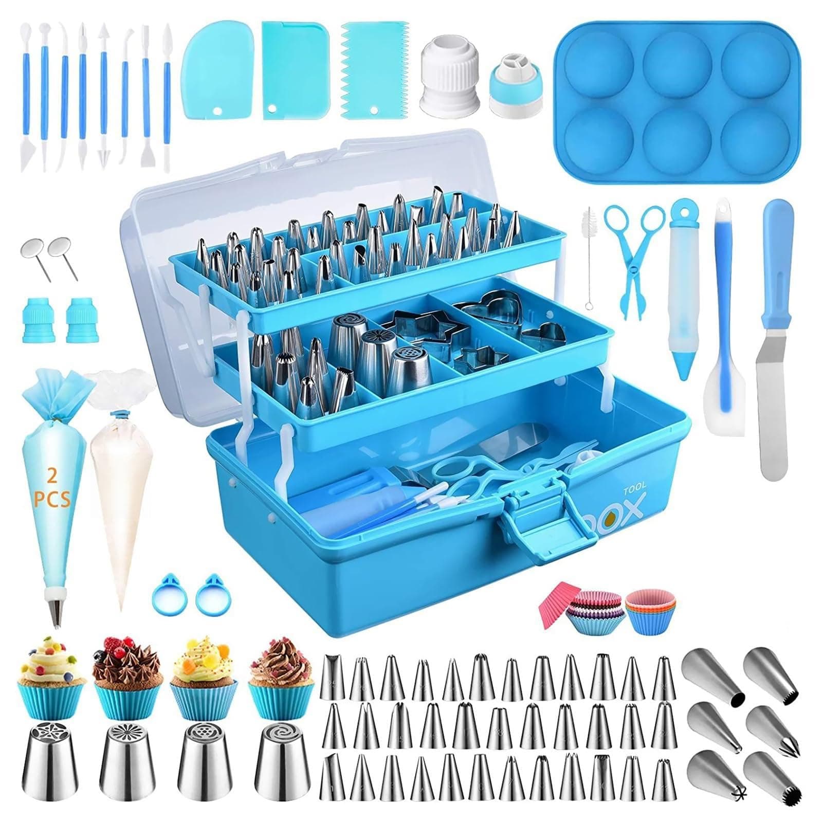 Beauenty Cake Decorating Tools Kit, Cake Baking Tool Set With Stainless Steel Piping Nozzle, Cake Decorating Supplies for Beginners and Professional Masters (236pcs)