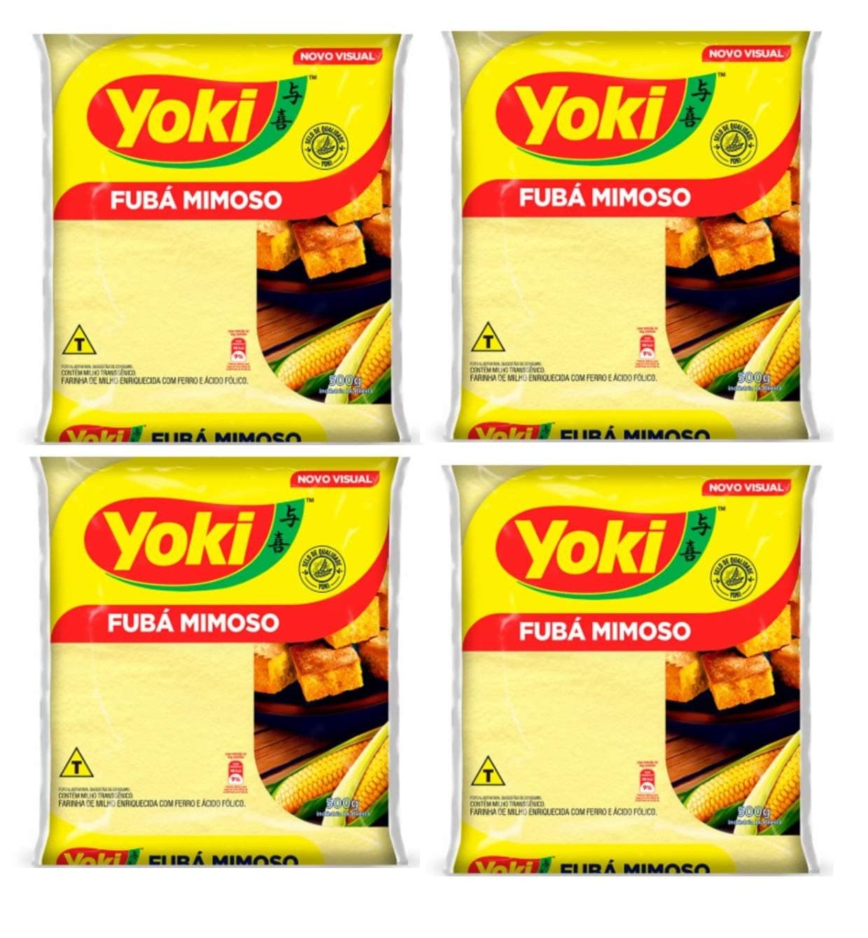 Yoki - Fine Cornmeal - Fine Maize Flour - 17.64 Oz (PACK OF 4) | Fubá Mimoso - Farinha de Milho fina - 500g