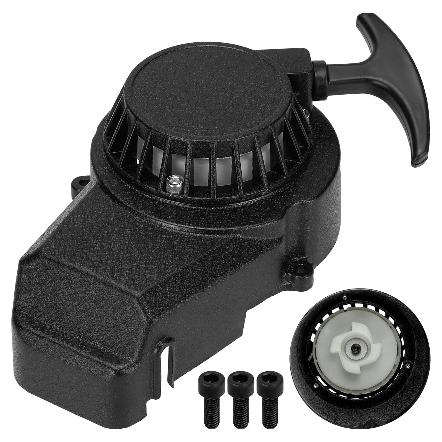 HIAORS Alloy Pull Start Recoil Starter With Screws for 2 Stroke 47cc 49cc Pocket Coolster SSR SX50 Mini Dirt Bike Moto Quad ATV Black