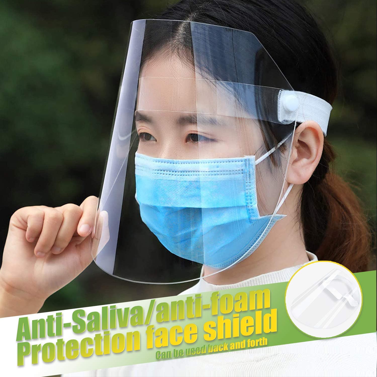 Face Shield, 2 Pack Anti Fog Face Shields Clear Plastic Protective Film for Men and Women