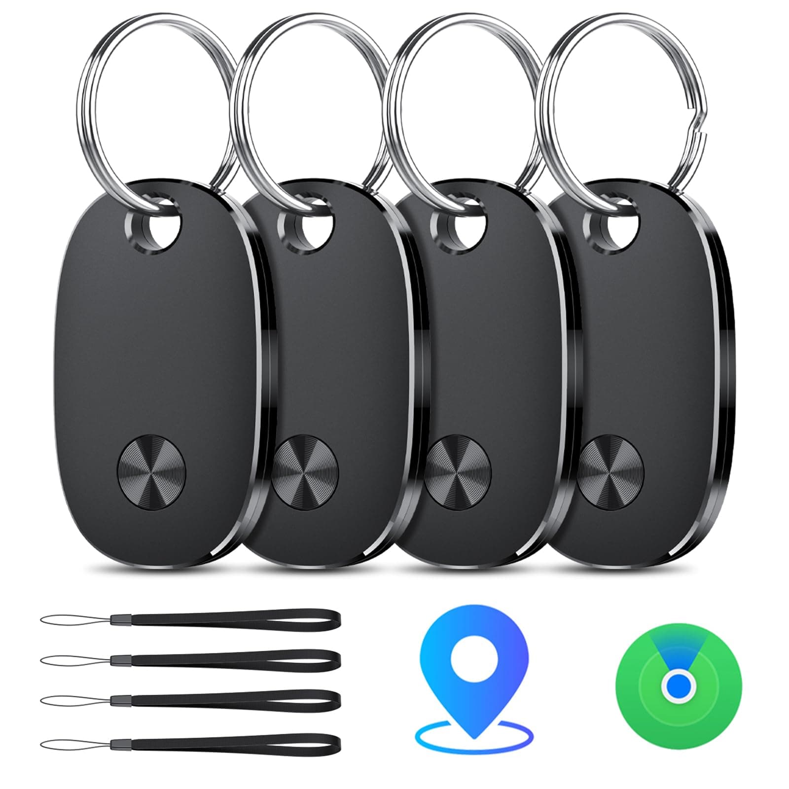 Tracker Tags-4 Pack, Bluetooth Tracker Works with Apple Find My APP (iOS Only), Keys Finder and Item Locator for Luggage, Backpack, Suitcases, Replaceable Battery, IP67 Waterproof weTag pro