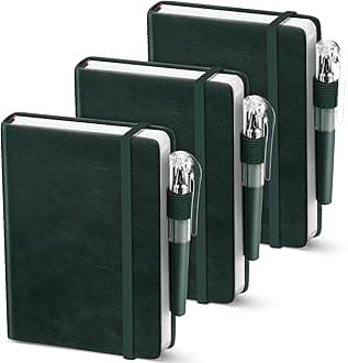 Oucaru Small Notebook College Ruled, 3 Pack (Green) 3.7x5.7 in Pocket Notebook Journaling Notebooks Mini Hardcover Lined Note Pads with Pens for Work Business Travel and Office Supplies