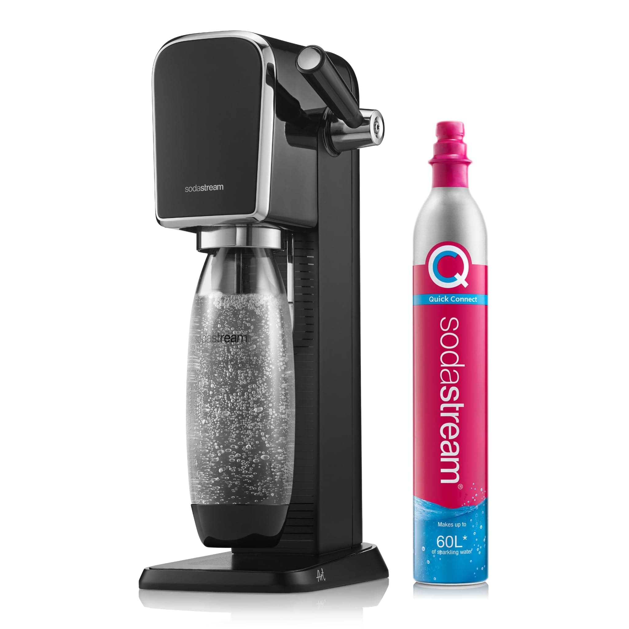 Art Sparkling Water Maker (Black) with CO2 and Dishwasher Safe Bottle