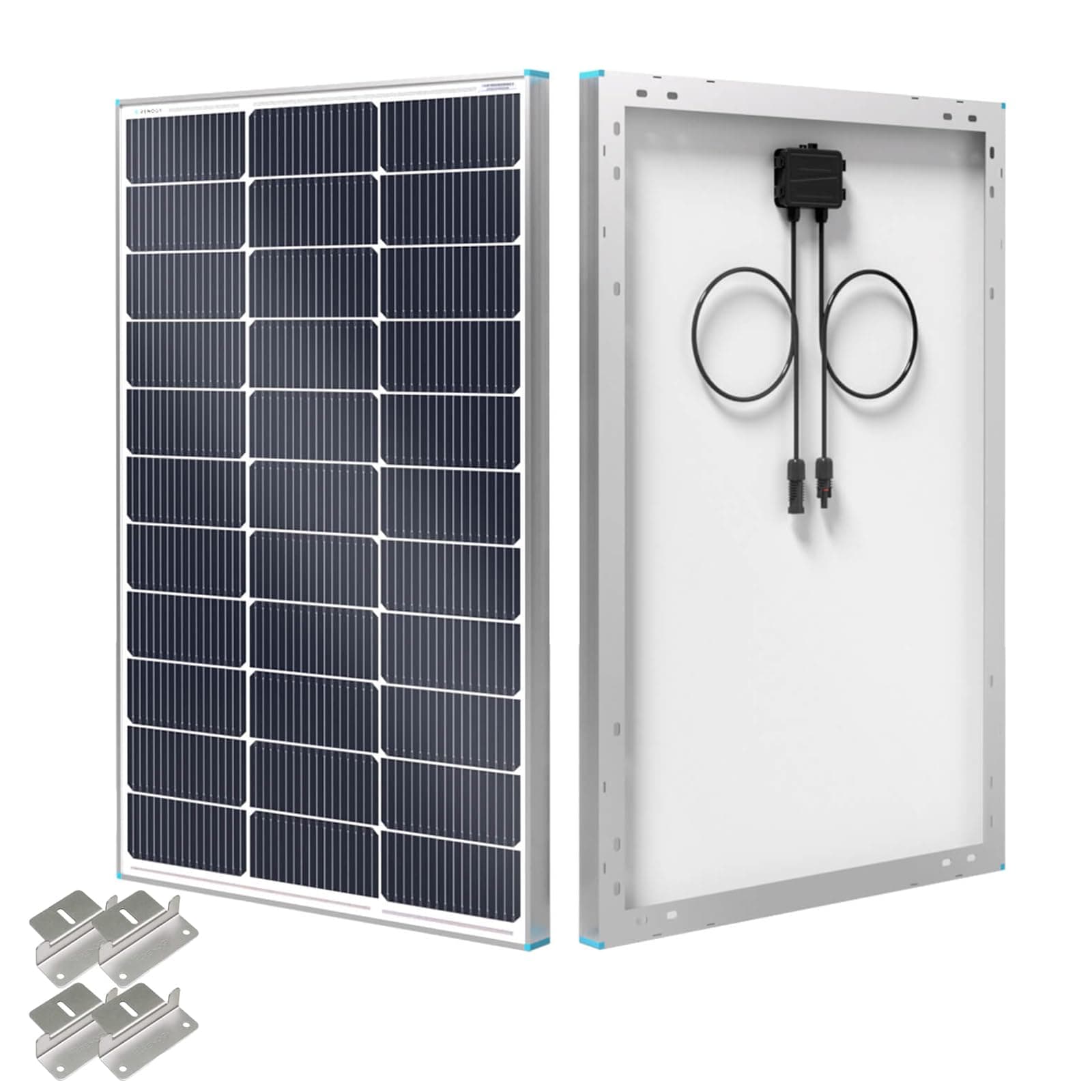 Renogy Solar Panel 100 Watt 12 Volt with Mounting Z Brackets, 16BB 100W N-type Solar Panels 25% High-Efficiency PV Module Power Charger for RV Marine Rooftop Farm Battery