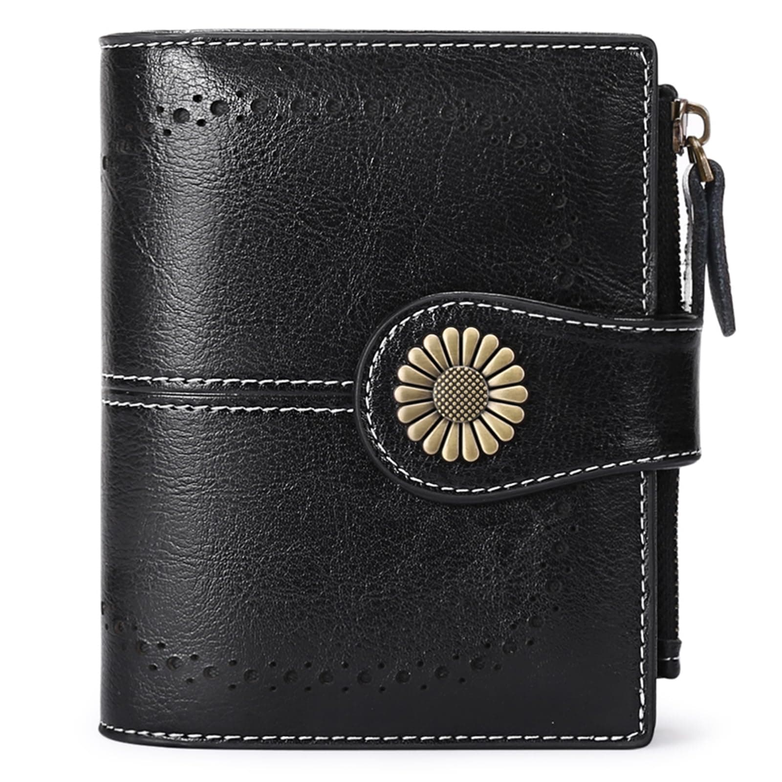 SENDEFN Small Womens Wallet Leather Bifold Card Holder RFID Blocking with Zipper Coin Pocket