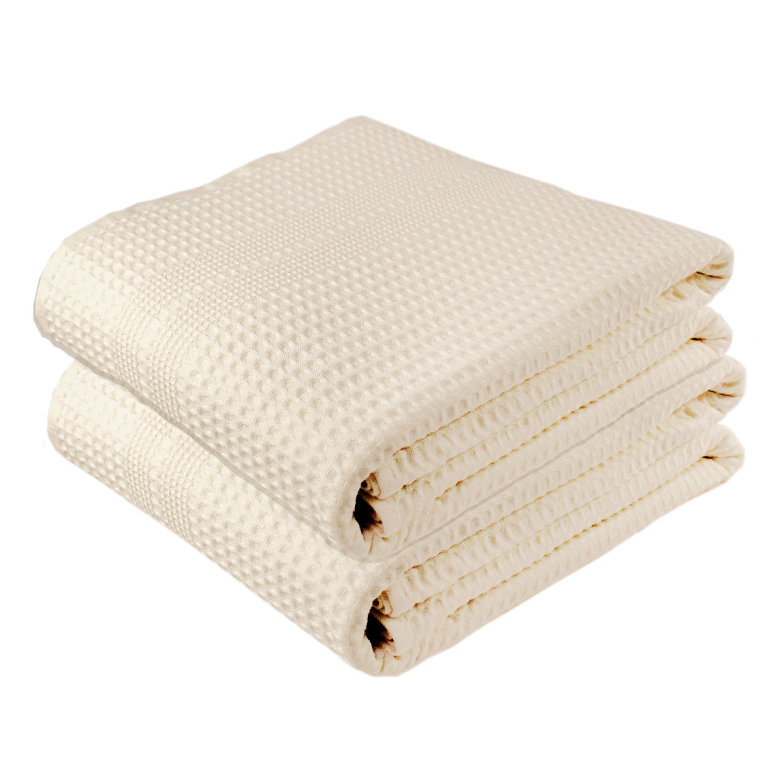 Gilden Tree Large 2 Pc Bath Sheet 100% Natural Cotton Waffle Weave – Generous Size Lightweight Ultra Absorbent Quick Drying Fade Resistant (Cream)