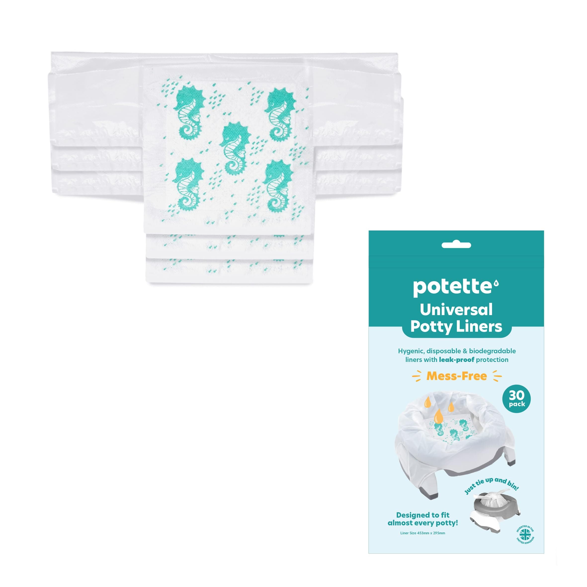 Potette Plus Disposable Liners | Super Absorbent, Biodegradable and Lightly Fragranced Potty Bags | Pack of 30