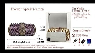 Boutique De FGG Sparkly Crystal Clutch Purse for Women Evening Bags with Spikes Wedding Party Rhinestone Clutch Handbag,Mini