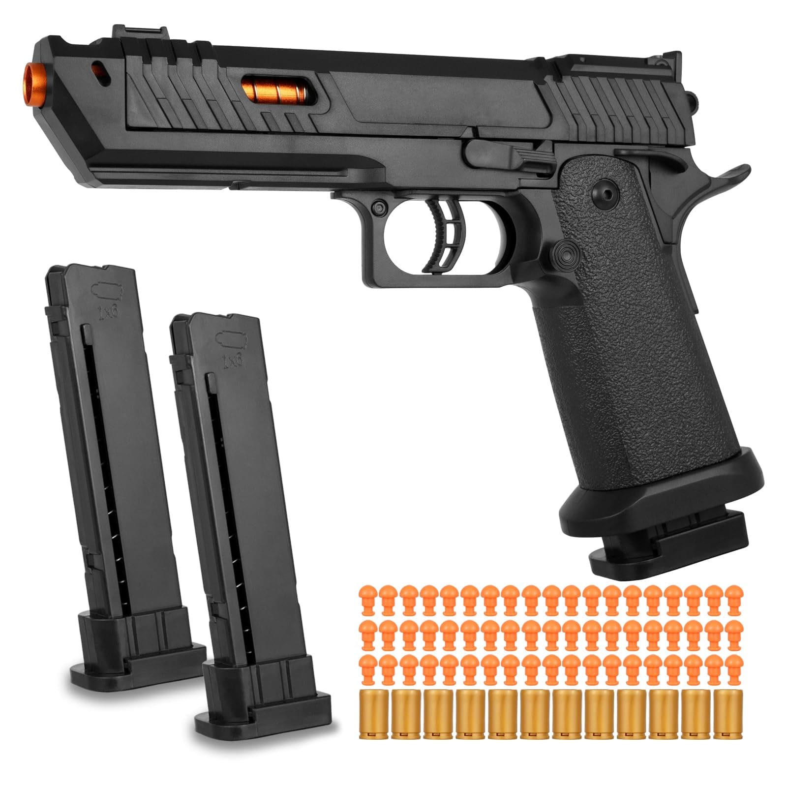 Soft Bullet Toy Gun Shell Ejecting with 120 Bullets, Rapid-fire Realistic Toy Gun for Boys, Shooting Game Toy Pistol Model Gun, Christmas Birthday Gifts for Boys Girls Age 6+ (Black)