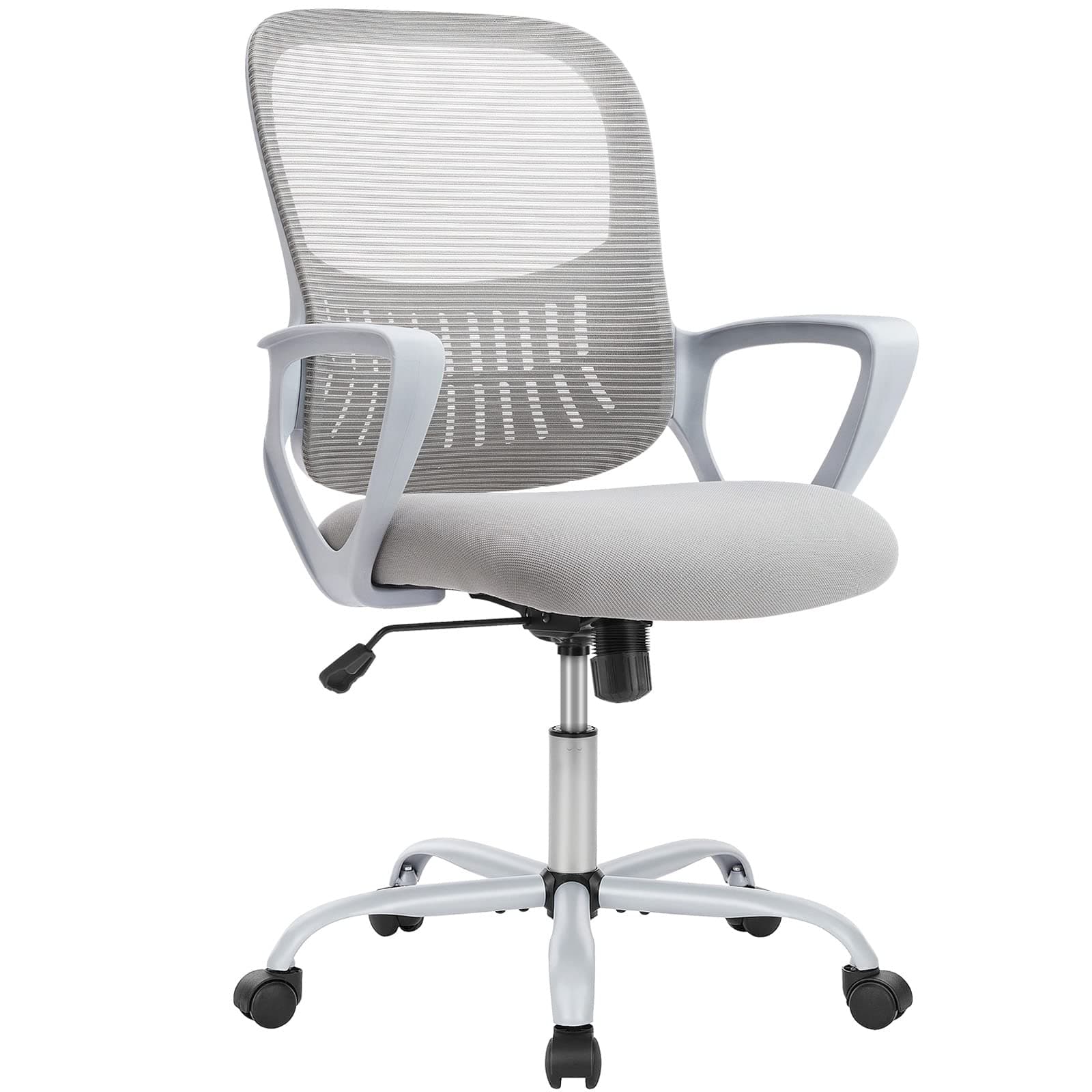 Office Chair, Mid Back Computer Ergonomic Mesh Desk with Larger Seat, Executive Height Adjustable Swivel Task with Lumbar Support and Armrests for Women Adults