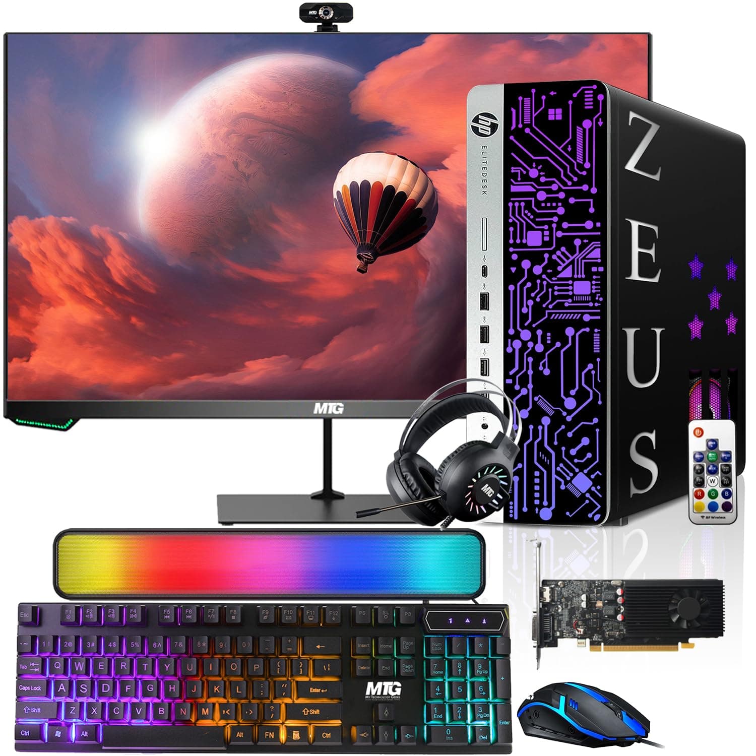 HP G3 Gaming Desktop PC, Intel i7 6th Gen, GT 1030 2GB DDR5, 16GB RAM, 256GB SSD + 1TB HDD 27 Inch 165hz Gaming Monitor, RGB Kit, Windows 11 Pro (Renewed)