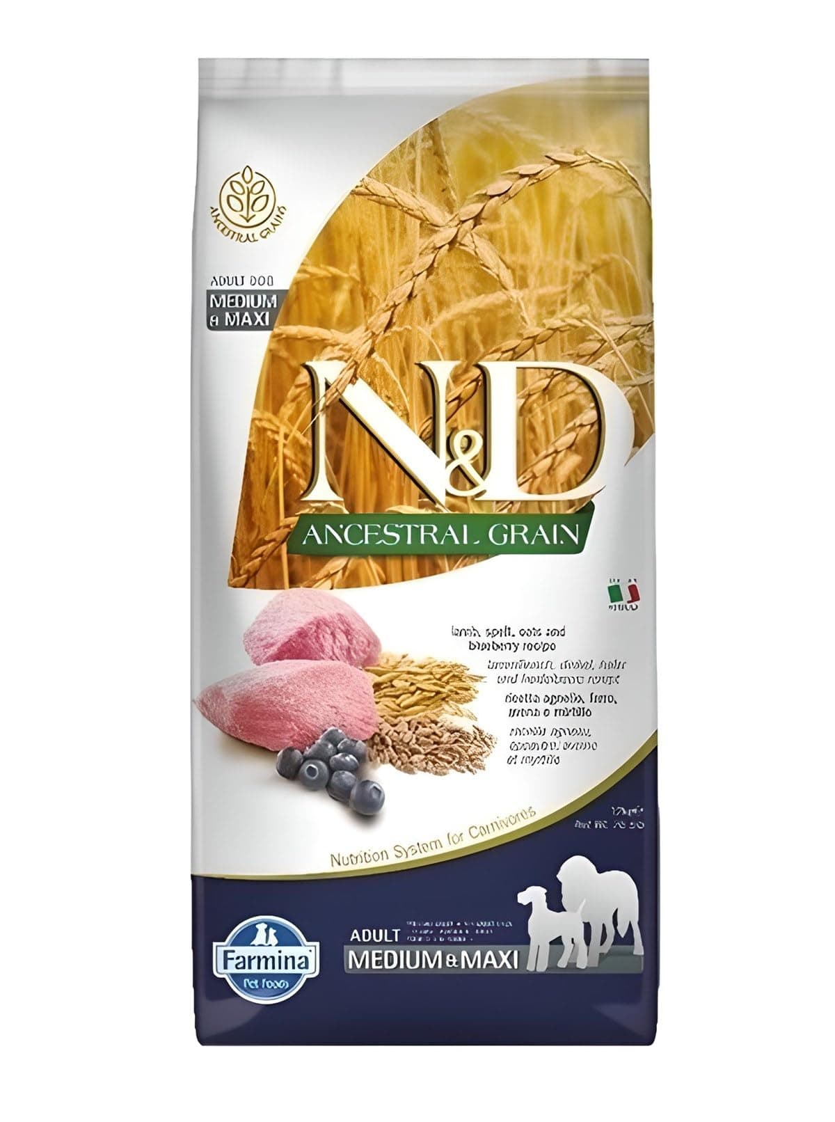 Farmina N&D Ancestral Grain Formula Medium & Maxi Lamb, Pumpkin & Blueberry Adult Dog Food