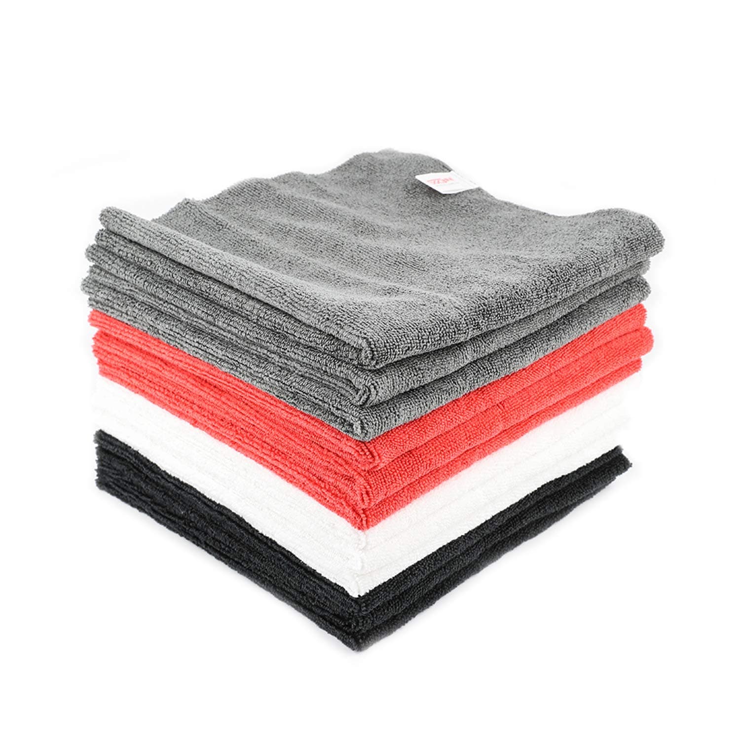 SGCB PRO 16”x16” Microfiber Cleaning Towel 12 Pack, 80/20 Blend 380GSM Ultrasonic Cut Edgeless Water Absorbent Dust Cloths Double Pile Scratch & Streak Free Car Wash Drying Towel Auto Detailing Towel