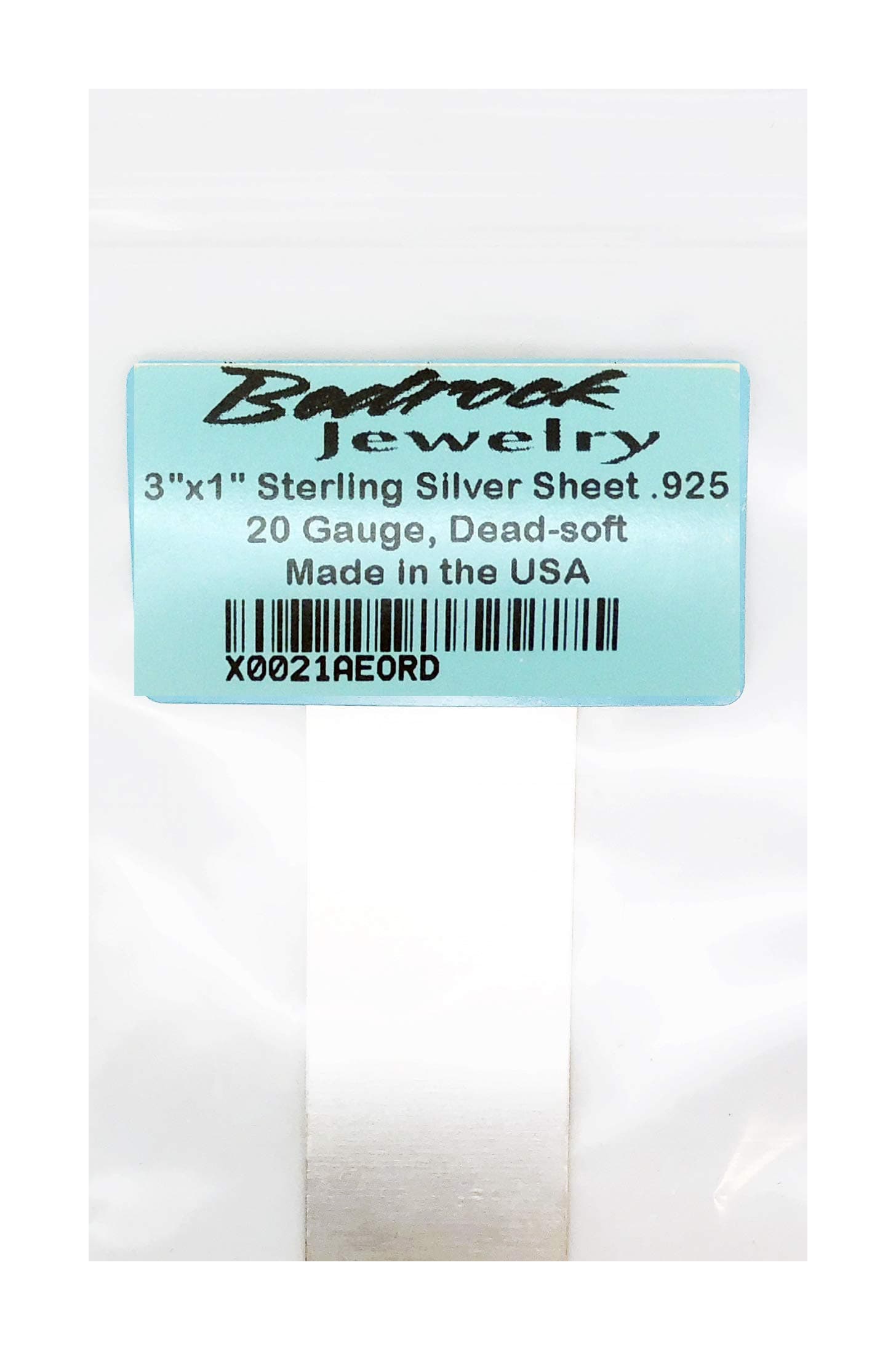 3"x1" Solid Sterling Silver Sheet .925 | Dead Soft | 16–30 Gauge | Made in USA (24 Gauge)