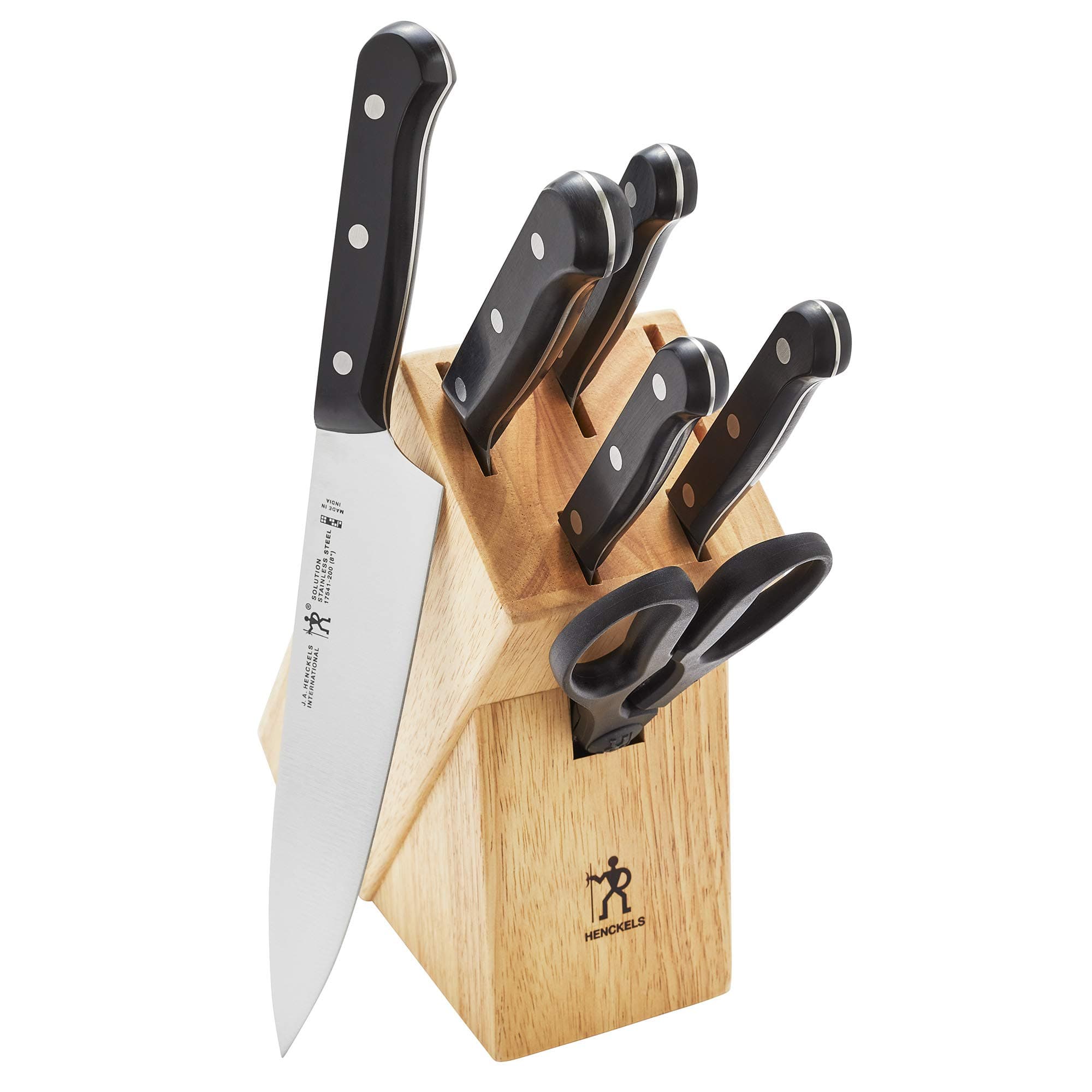 Solution Razor-Sharp 7-pc Knife Set, Chef Knife, Bread Knife,German Engineered Informed by 100+ Years of Mastery, Brown