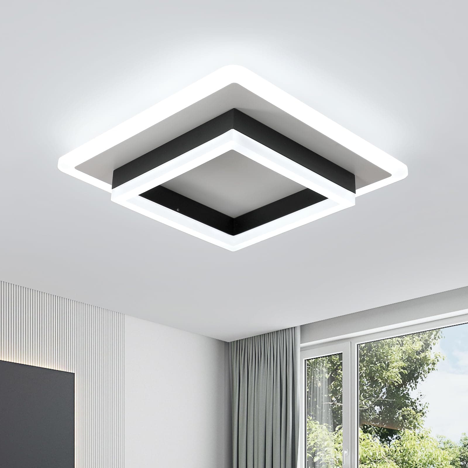 Comely Modern LED Ceiling Lights, 30W 3300LM Super Bright Square LED Ceiling Light, Acrylic Ceiling Lamp for Living Room Kitchen Bedroom Hallway Balcony, Cool Light 6500K