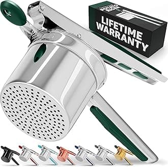 PriorityChef Large 15oz Potato Ricer, Heavy Duty Stainless Steel Potato Masher and Ricer Kitchen Tool, Press and Mash Kitchen Gadget for Perfect Mashed Potatoes - Everytime, Green