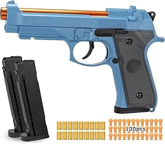 Soft Bullet Gun, Toy Guns for Boys, Shell ejecting Toy Guns That Look Real, Realistic Toy Foam Blaster Guns, Fake Toy Model Stress Shot Toy Gun Pistol Best Gift for Kids Boys Grils 8-12 (Blue)