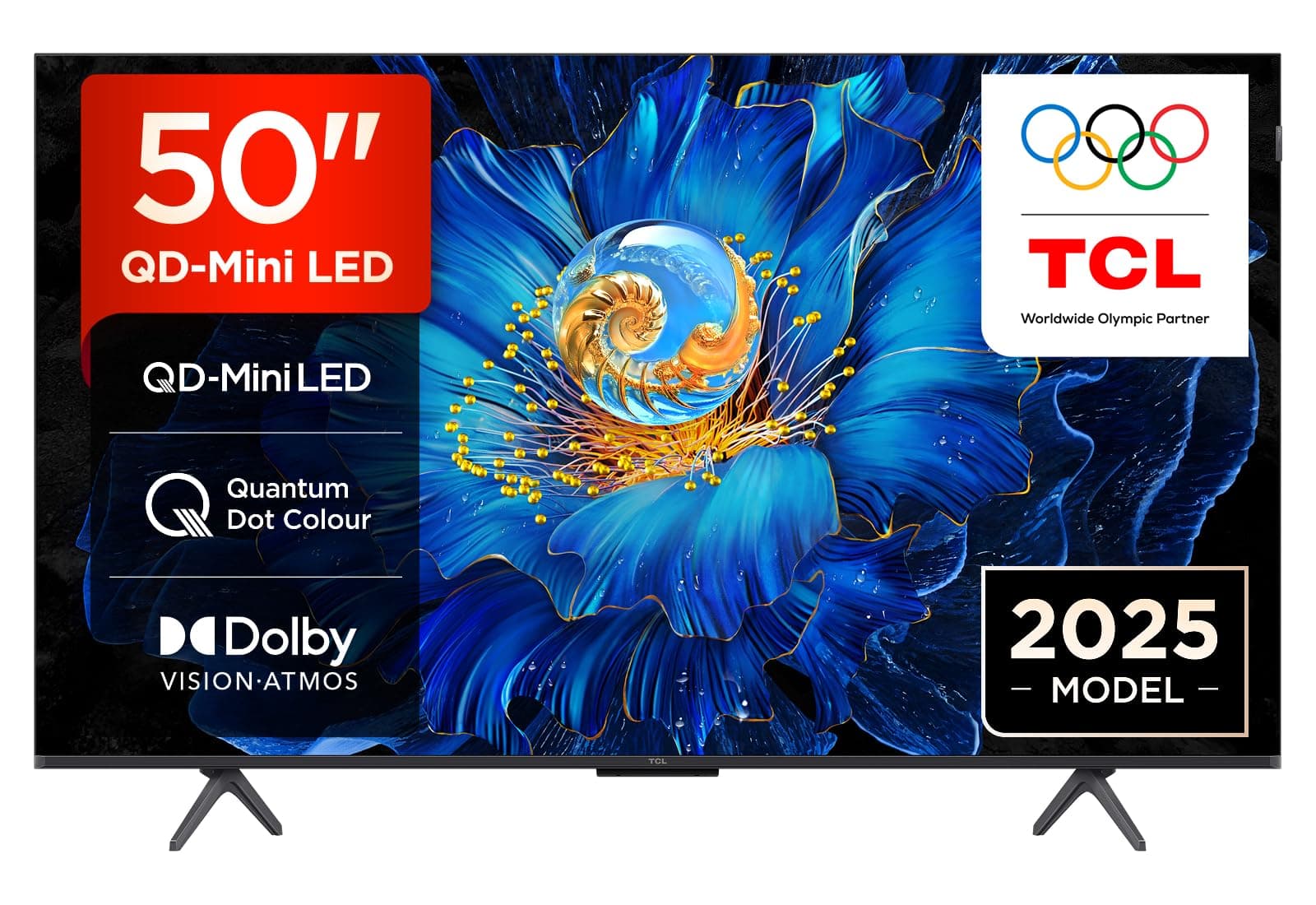 TCL 50C6KS-UK QD-Mini LED TV, 4K HDR Premium, Powered by Google TV (Dolby Vision & Atmos, Hands-Free Voice Control, Apple AirPlay 2 & Alexa,2025 Model)