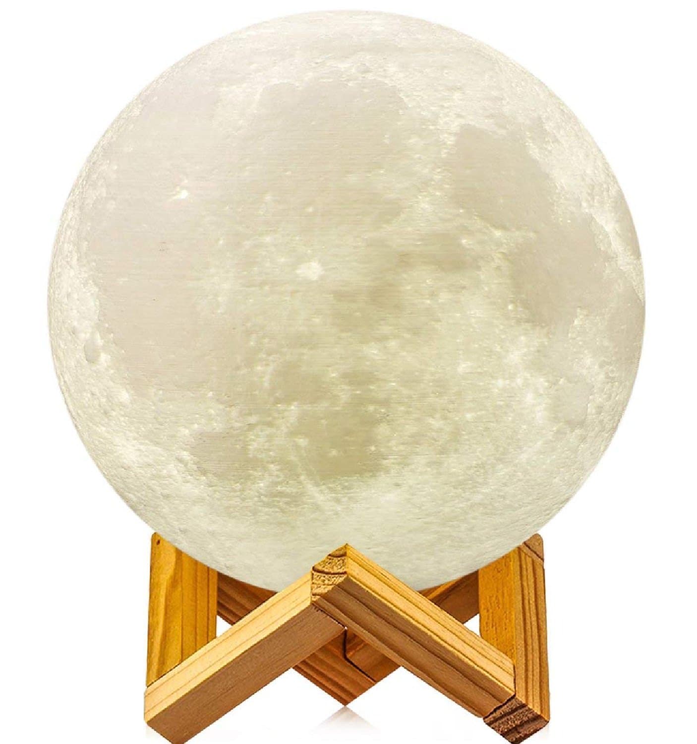 7 Inch Moon Lamp, 3D Printed Moon Light with Stand, The Moon Night Light with LED Warm White 3000K and Warm Yellow 3000K, Touch Control(Diameter18CM)