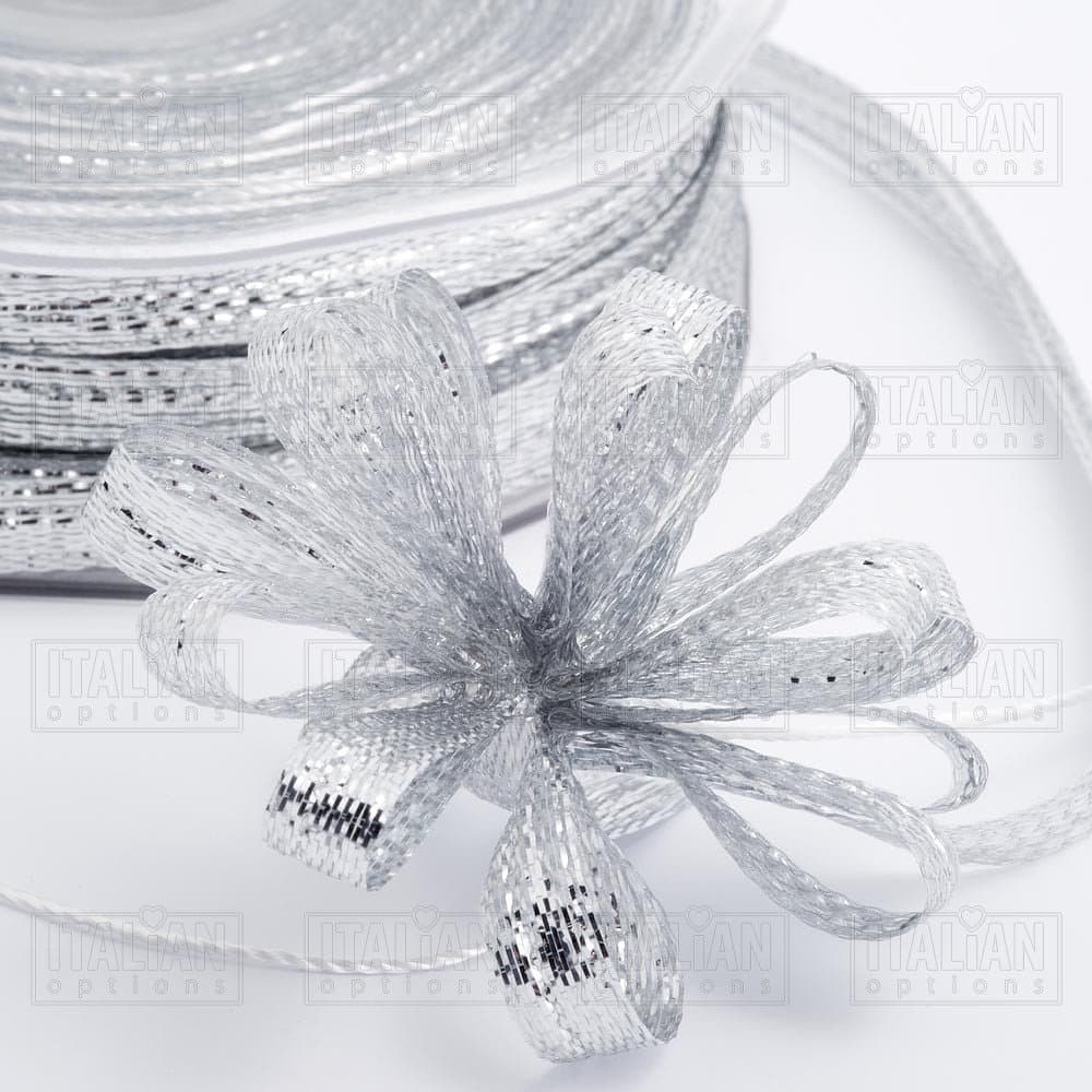 RP Ribbon Gold or Silver metallic pull bow 7mm x 50M 3802/3 (Silver 3803)
