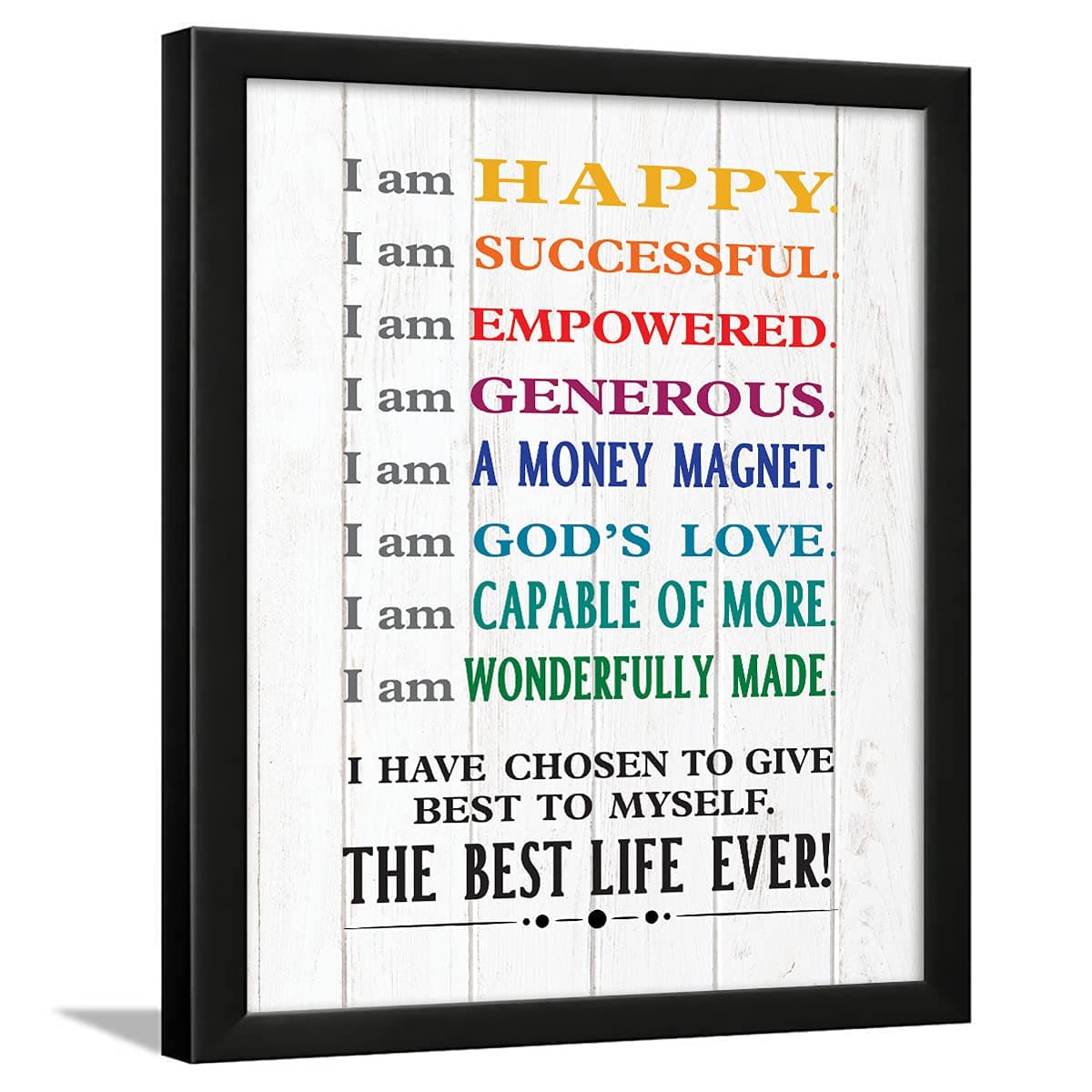 Chaka Chaundh Engineered Wood - Affirmations Posters Positive Affirmations Frames - I Am Affirmation Posters (13.6 X 10.6 Inches)(White)