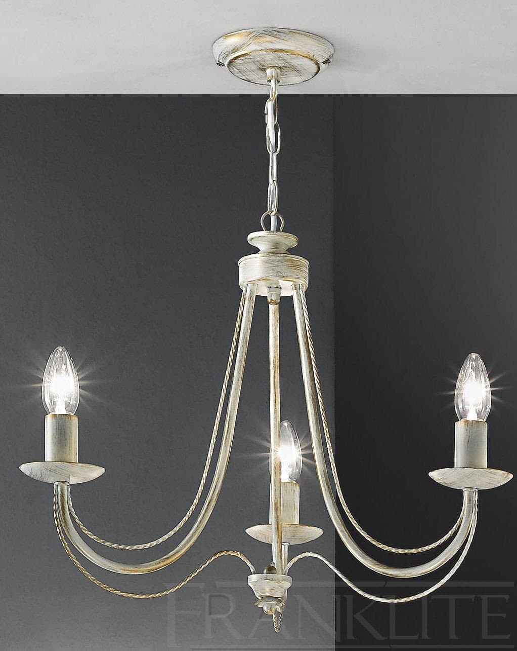 FL2172/3 Philly 3 Light Pendant or Flush Fitting, Cream & Gold
