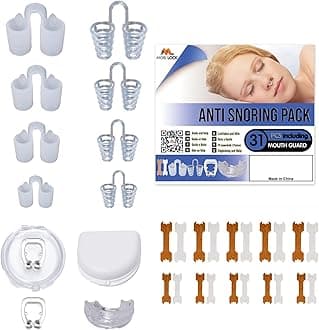 31pcs Anti-Snoring Solutions - Nose Vents, Nose Clips, Nasal Strips, and Mouthguard - Snore Stop for Men & Women - by Mobi Lock