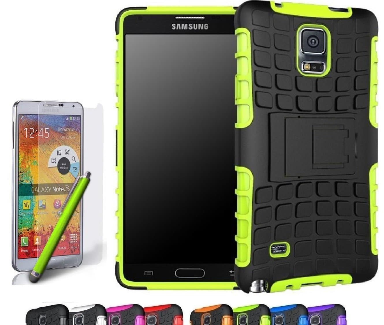 Galaxy Note 4 Case, CINEYO(TM) Heavy Duty Rugged Dual Layer Case with Kickstand (Samsung Galaxy Note 4 case Black) (Green)