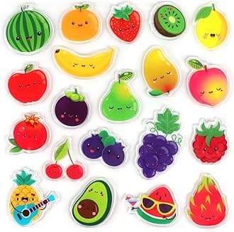 20 PCS Fruits Thick Gel Clings Fruits Window Gel Clings Decals Stickers for Kids Toddlers and Adults Home Airplane Classroom Nursery Party Supplies Decorations Removable and Reusable