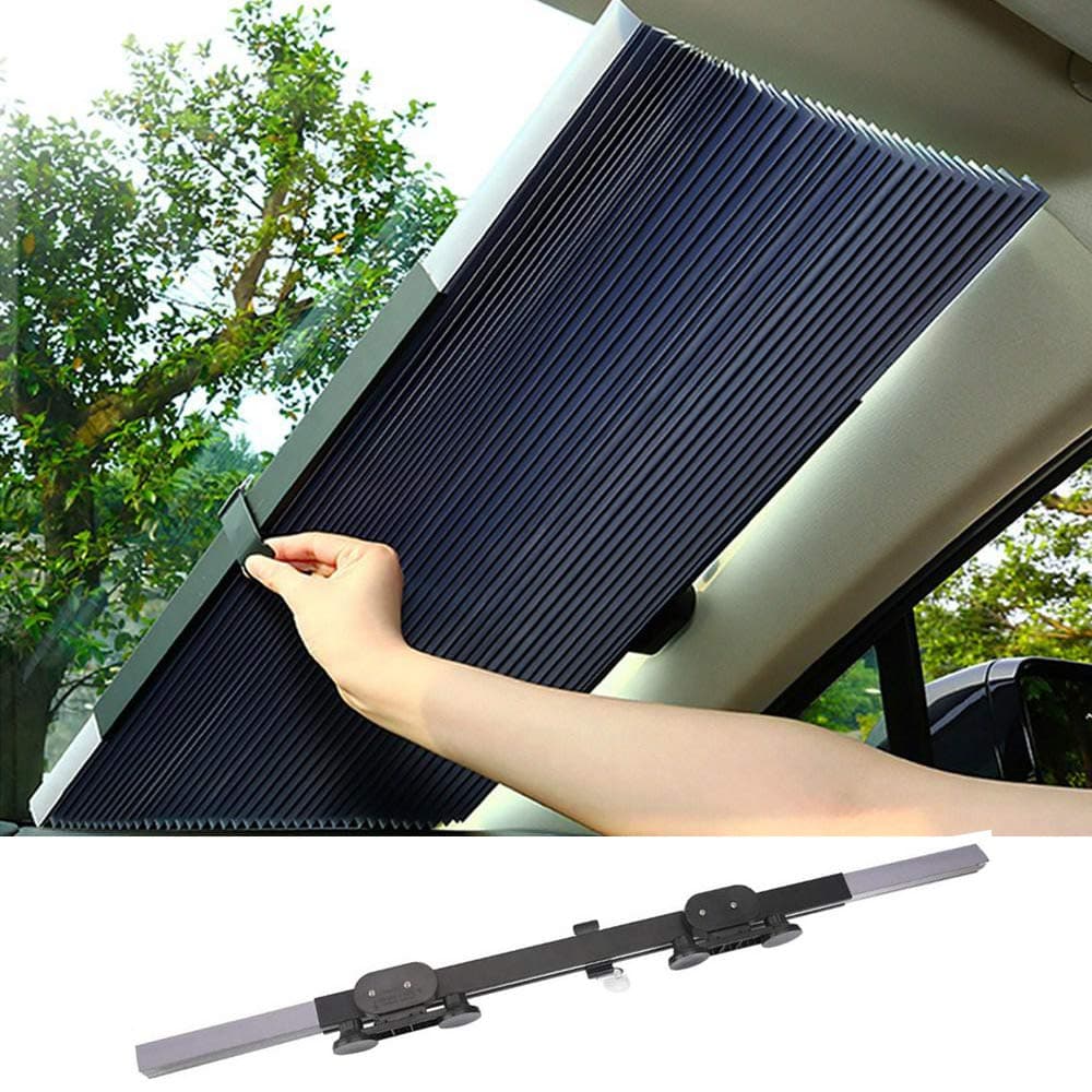 lesgos Retractable Car Windshield, Visor Sun Shade Auto Front Rear Side Window Blinds Sun Shades Anti UV Sunshades for Full Size Car SUV Truck