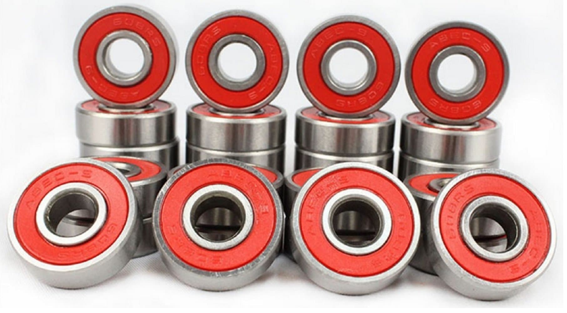 Coolstep ABEC 9 Bearings Skateboard Deck Longboard Red Silver 1 set of 8