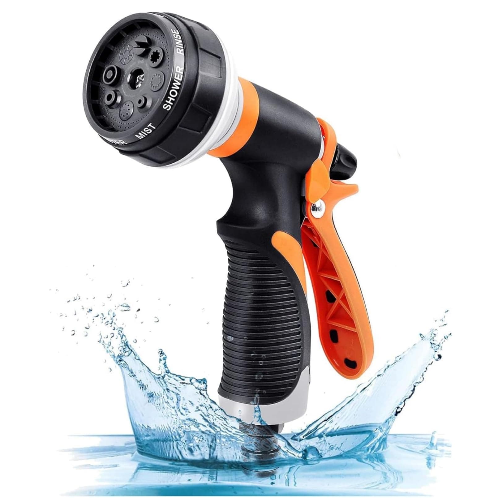 Garden Hose Spray Nozzle with 8 Adjustable Patterns Water Gun, High Pressure Spray Nozzle Perfect for Watering plants, Car Washing, Shower Pets