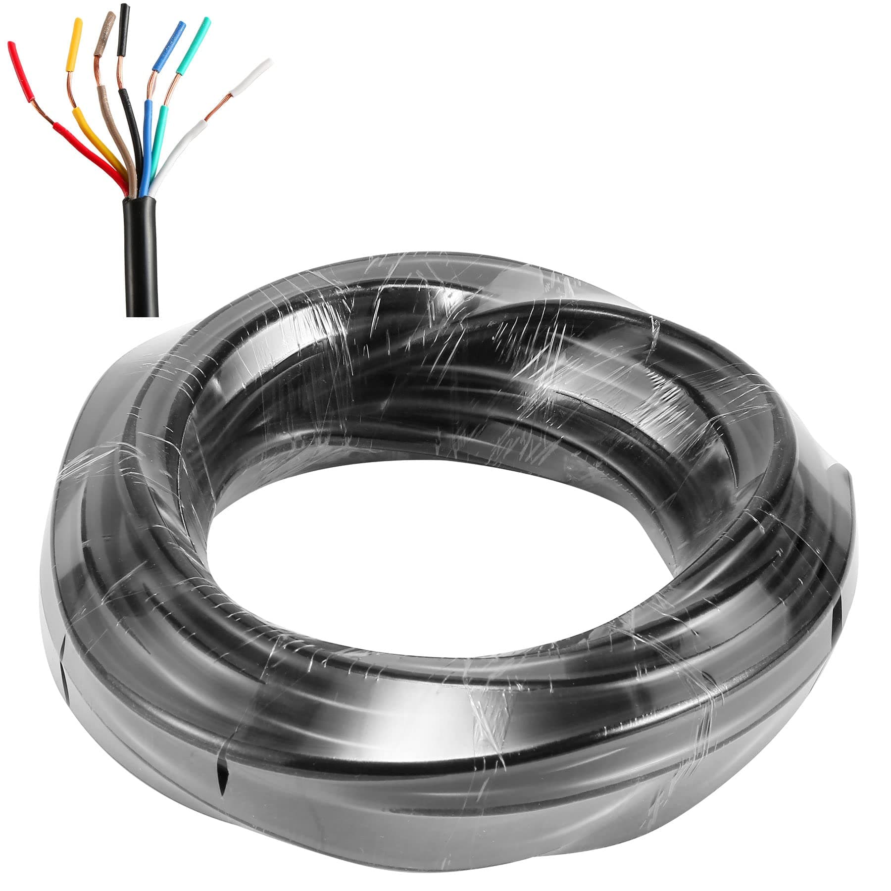 7 Pin Trailer Cable,10M 7 Core Trailer Cable 12V 24V Automotive 7Core Wire Cable Perfect For Trailers Caravan LED Tail Lights Connecting, Towing Cable Rated 12AMP 0.65mm² 7 Core Cable 10M