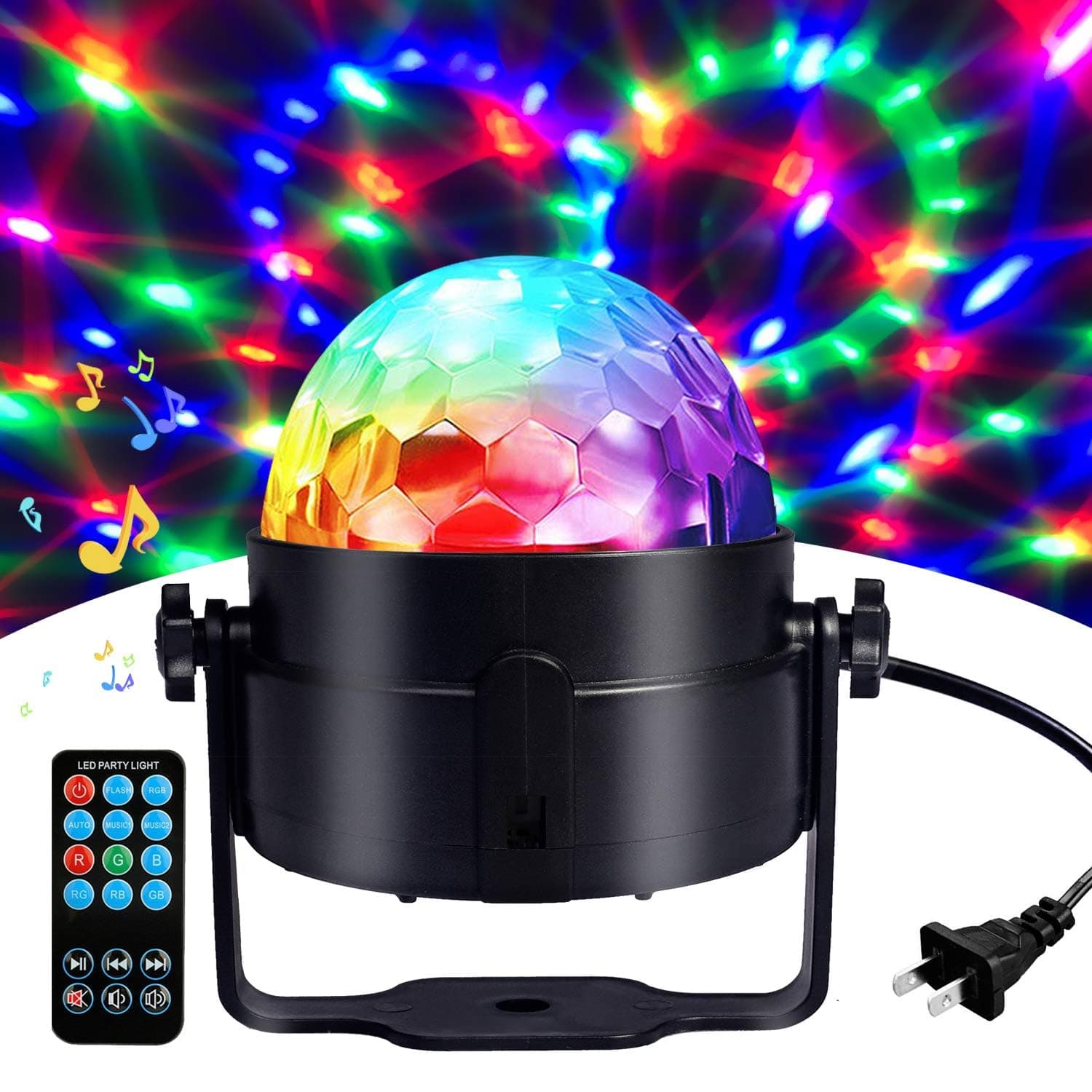 COIDEA Disco Ball Light, Sound Activated Party Strobe Light, DJ Rave Lights with Remote, LED Stage Lights for Karaoke Birthday Christmas Halloween Decorations Indoor