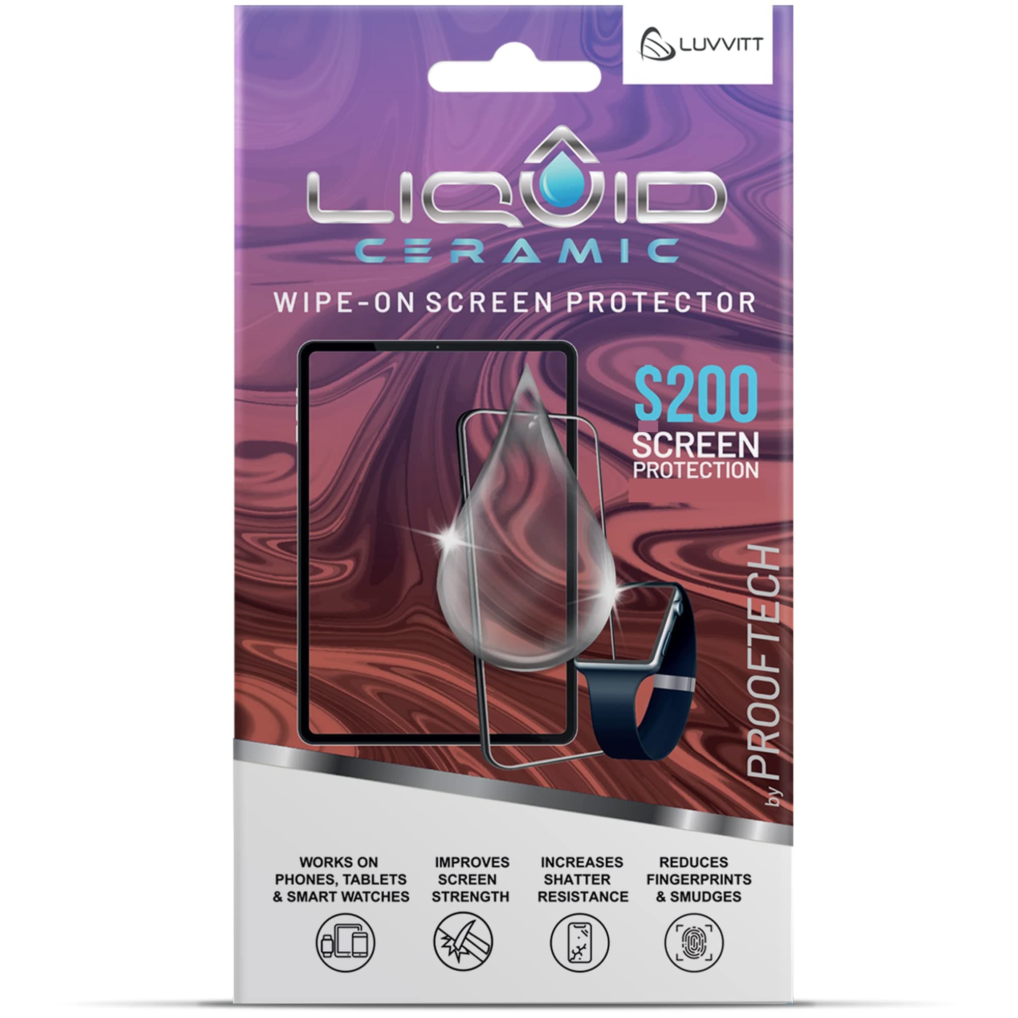 LIQUID CERAMIC Glass Screen Protector With $200 Coverage | Wipe On Shatter and Scratch Resistant Nano Protection for All Phones Tablets and Smart Watches - Universal
